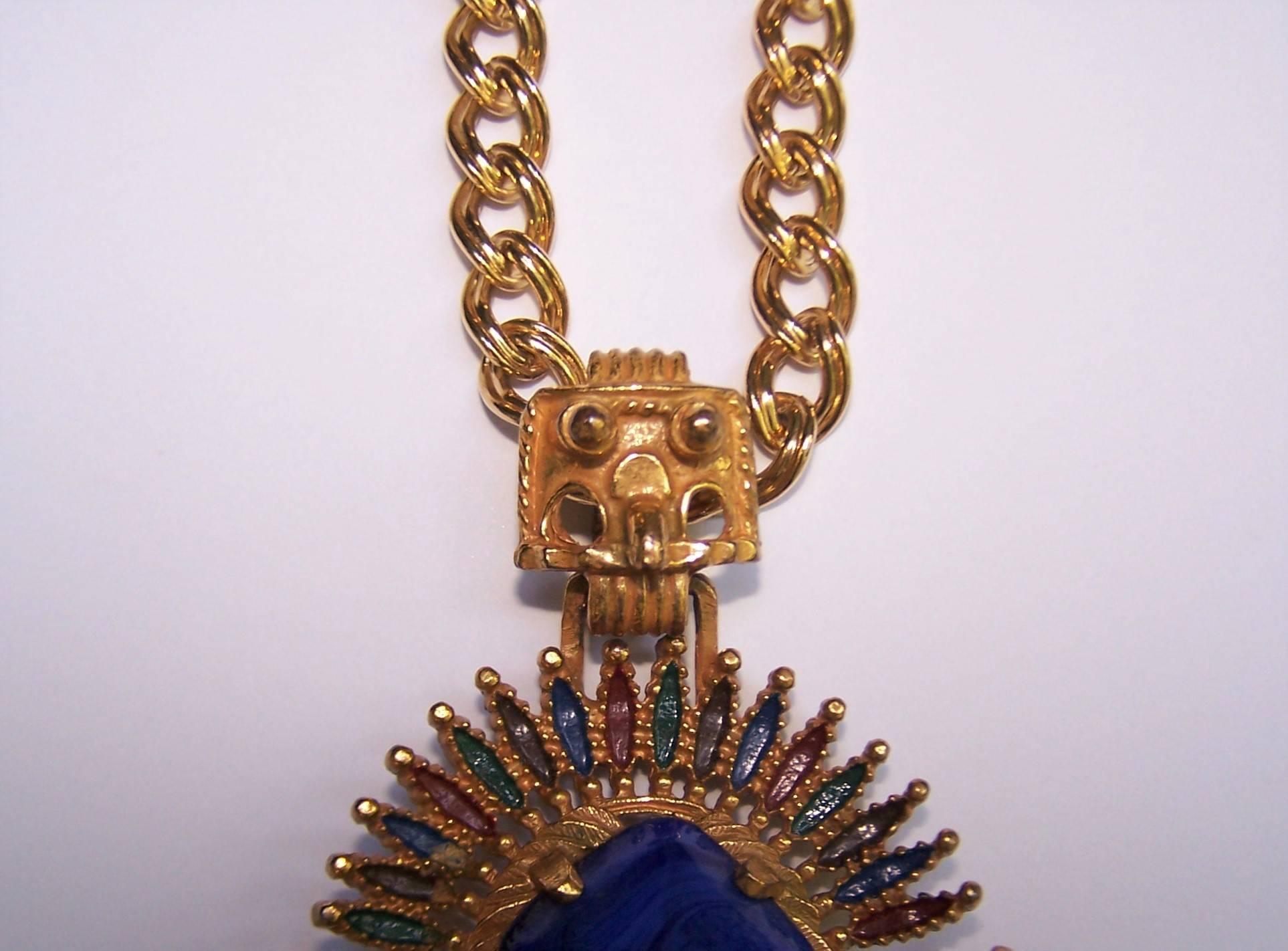 Native American Large 1970's Larry Vrba for Castlecliff Exotic Medallion Necklace