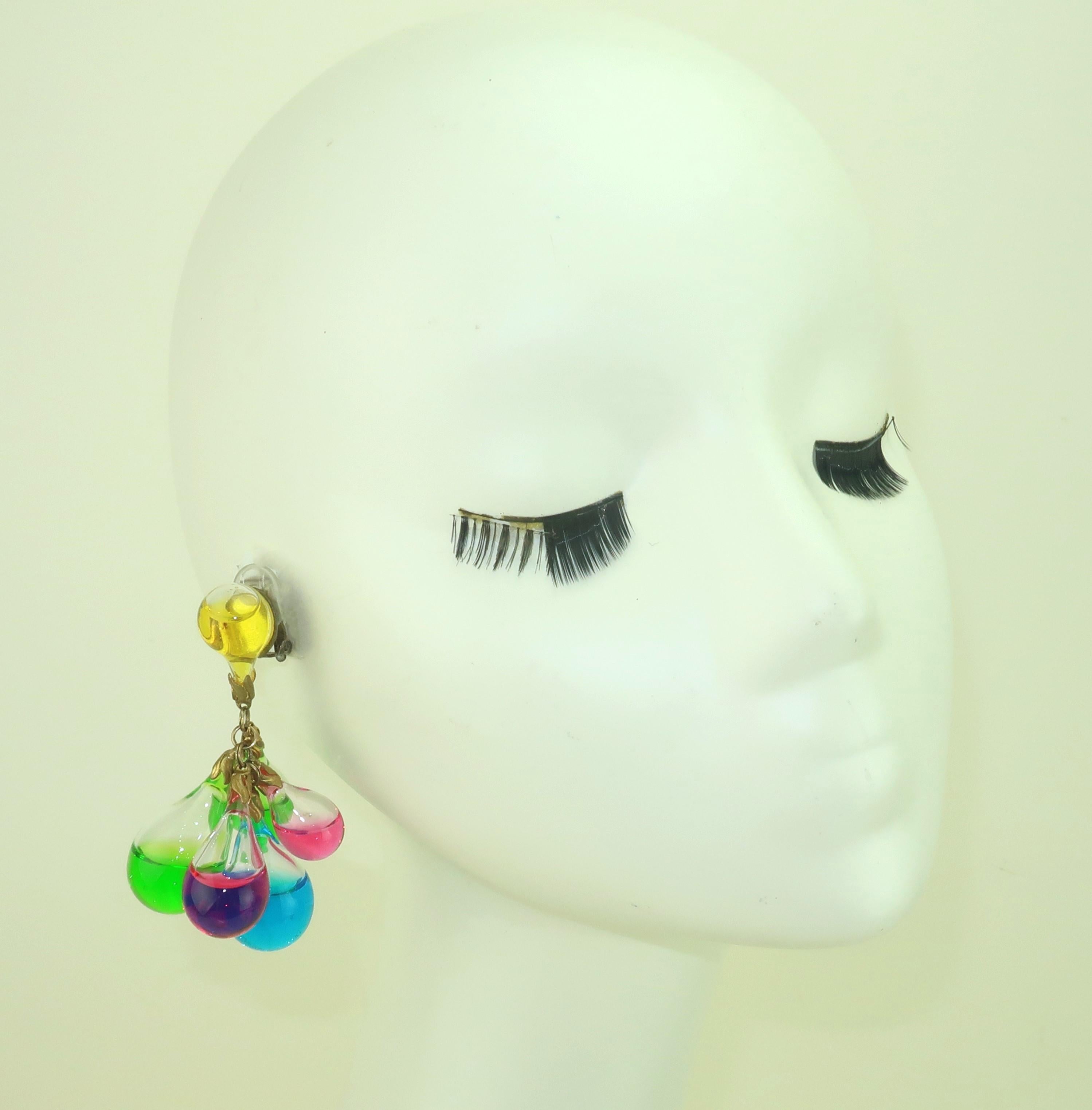 Pendientes ampolla de cristal de colores, años 70 3