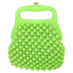 Vintage Marcus Brothers Italian Green Beaded Straw Handbag, C.1960