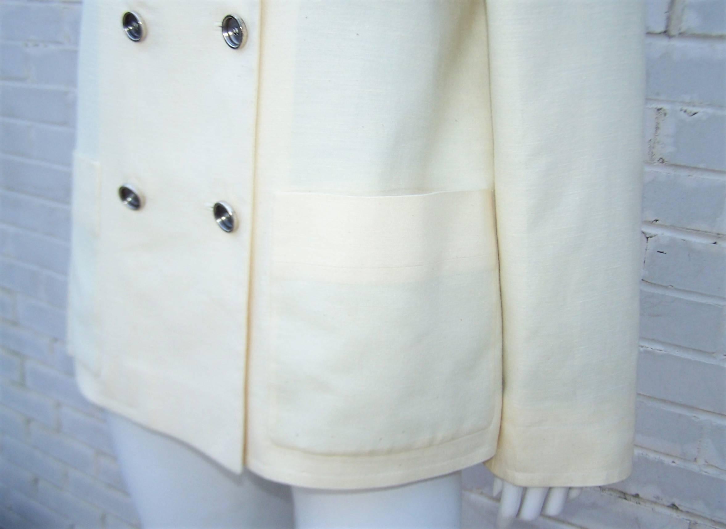 Gray Deconstructed Balenciaga Linen Double Breasted Jacket 