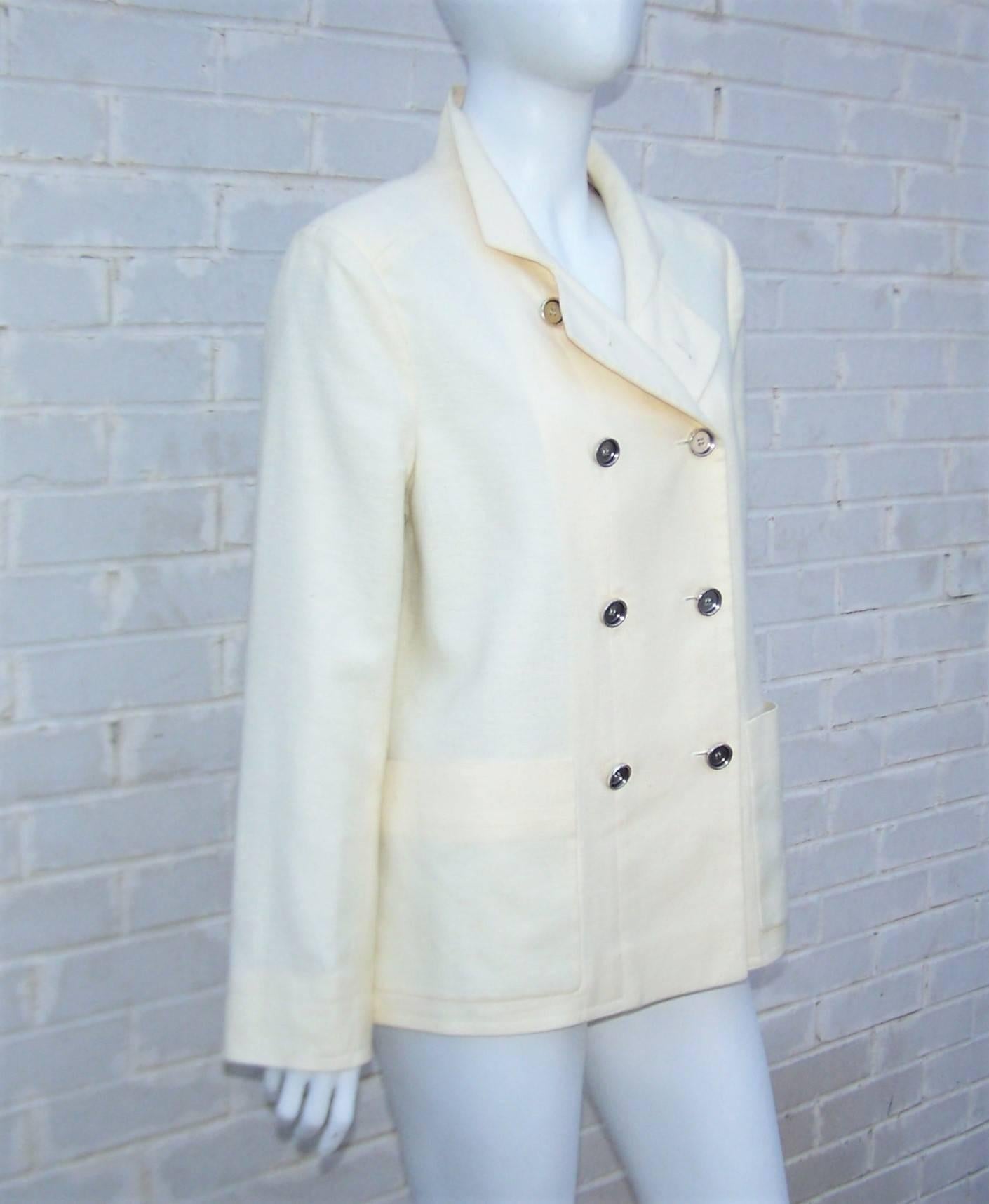 Deconstructed Balenciaga Linen Double Breasted Jacket  In Excellent Condition In Atlanta, GA