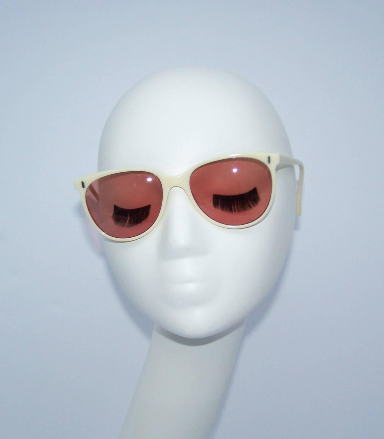 Brown Vintage Calvin Klein Ivory Look Rose Colored Sunglasses