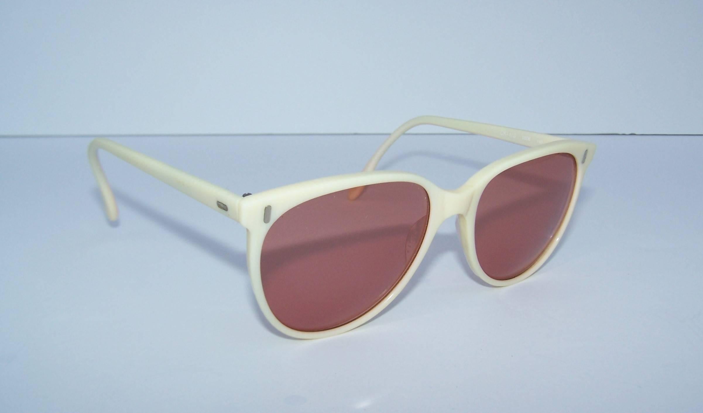 Women's Vintage Calvin Klein Ivory Look Rose Colored Sunglasses