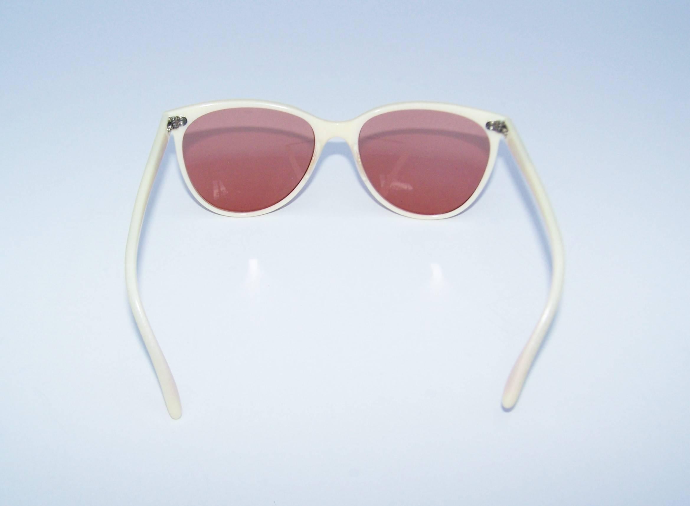 Vintage Calvin Klein Ivory Look Rose Colored Sunglasses 2