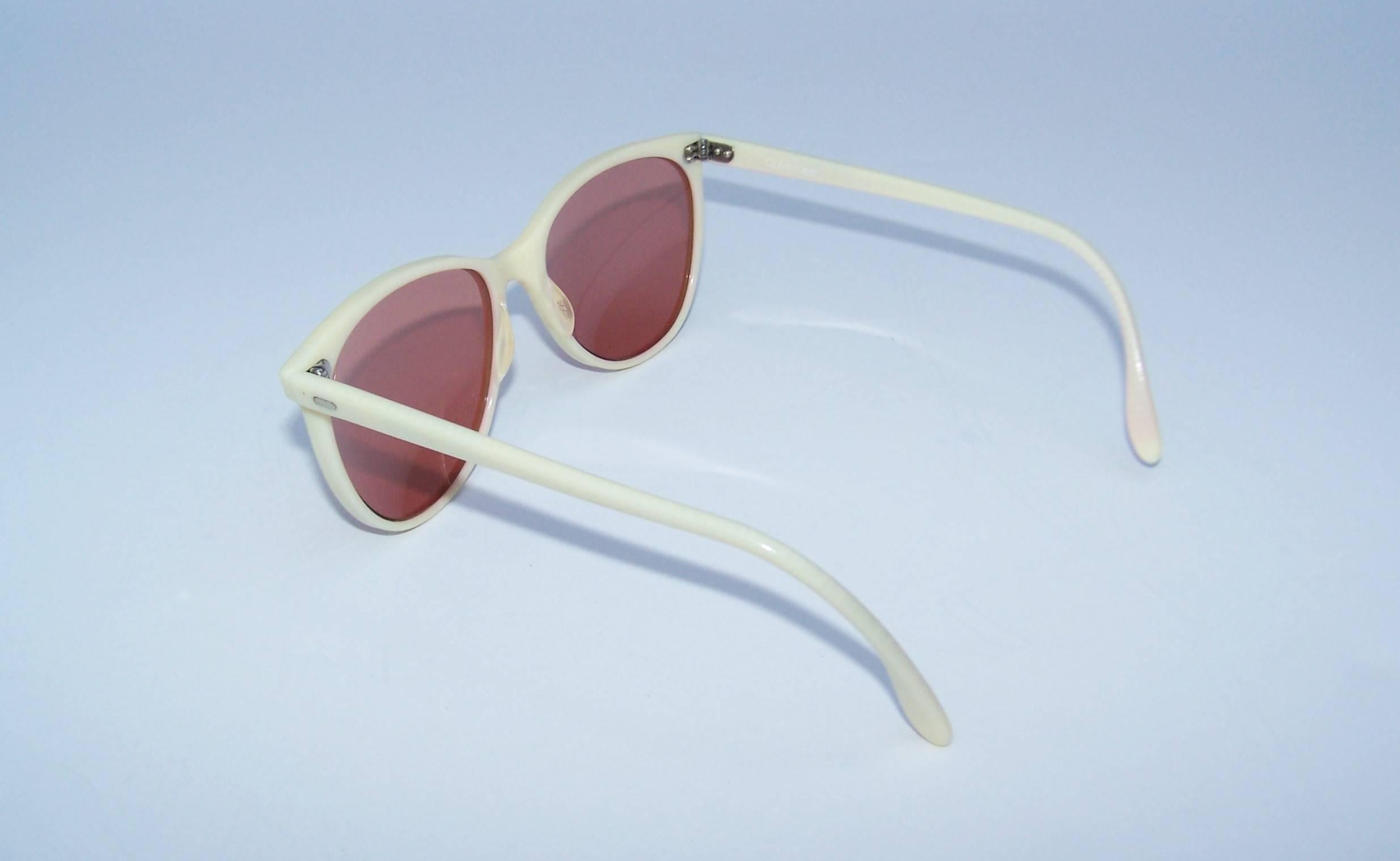 Vintage Calvin Klein Ivory Look Rose Colored Sunglasses 3