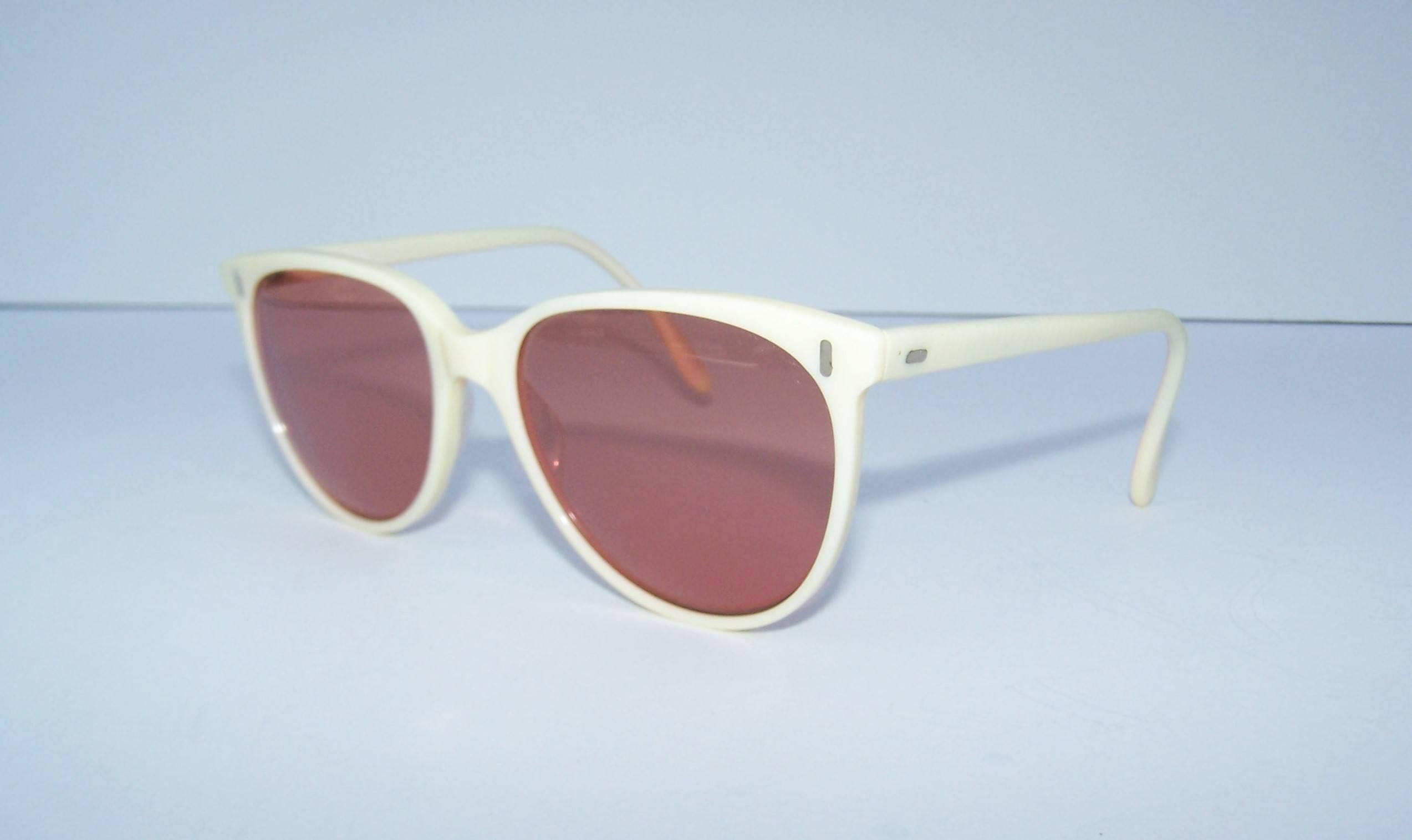 Vintage Calvin Klein Ivory Look Rose Colored Sunglasses 4