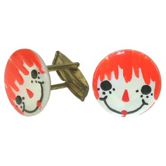 Hand Painted Raggedy Ann Mother-of-Pearl Cufflinks