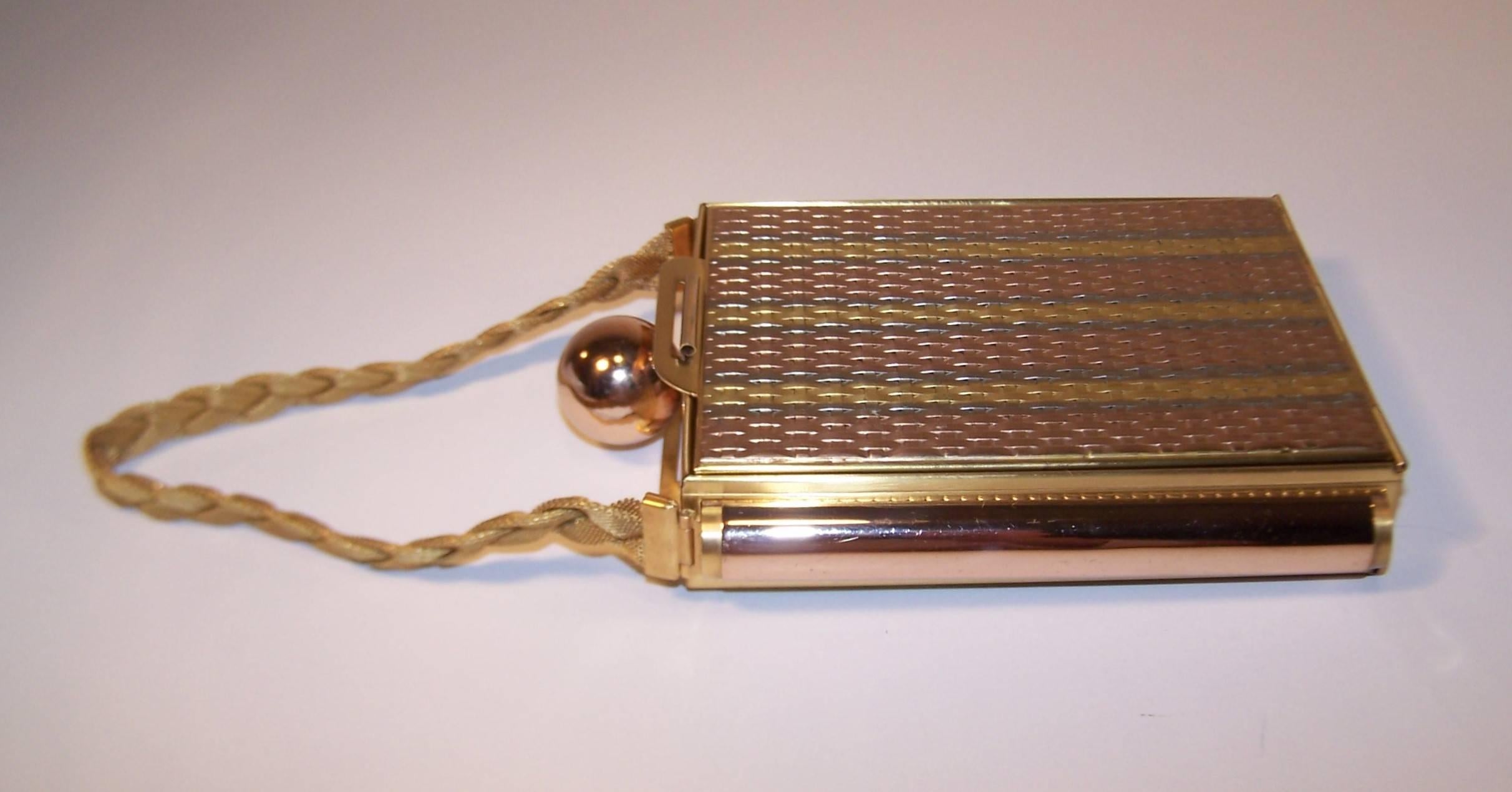 Women's C.1950 Evans Tri Color Metal Powder Compact Handbag