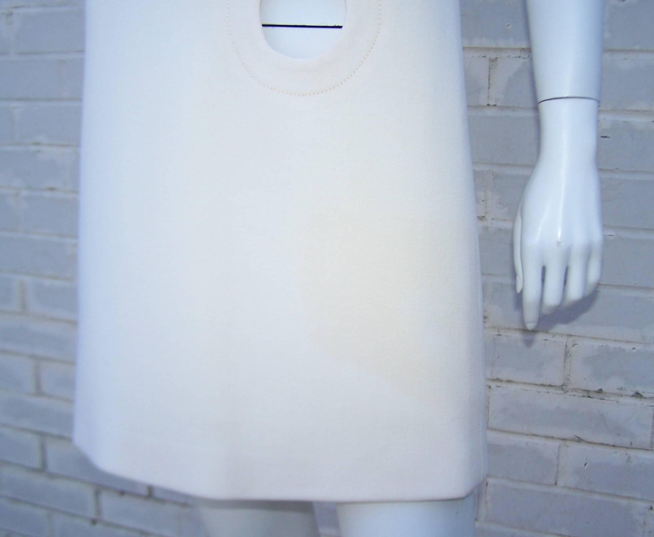 Space Age 1960's Pierre Cardin Mod A-Line Dress Featuring Cut Out Design 1