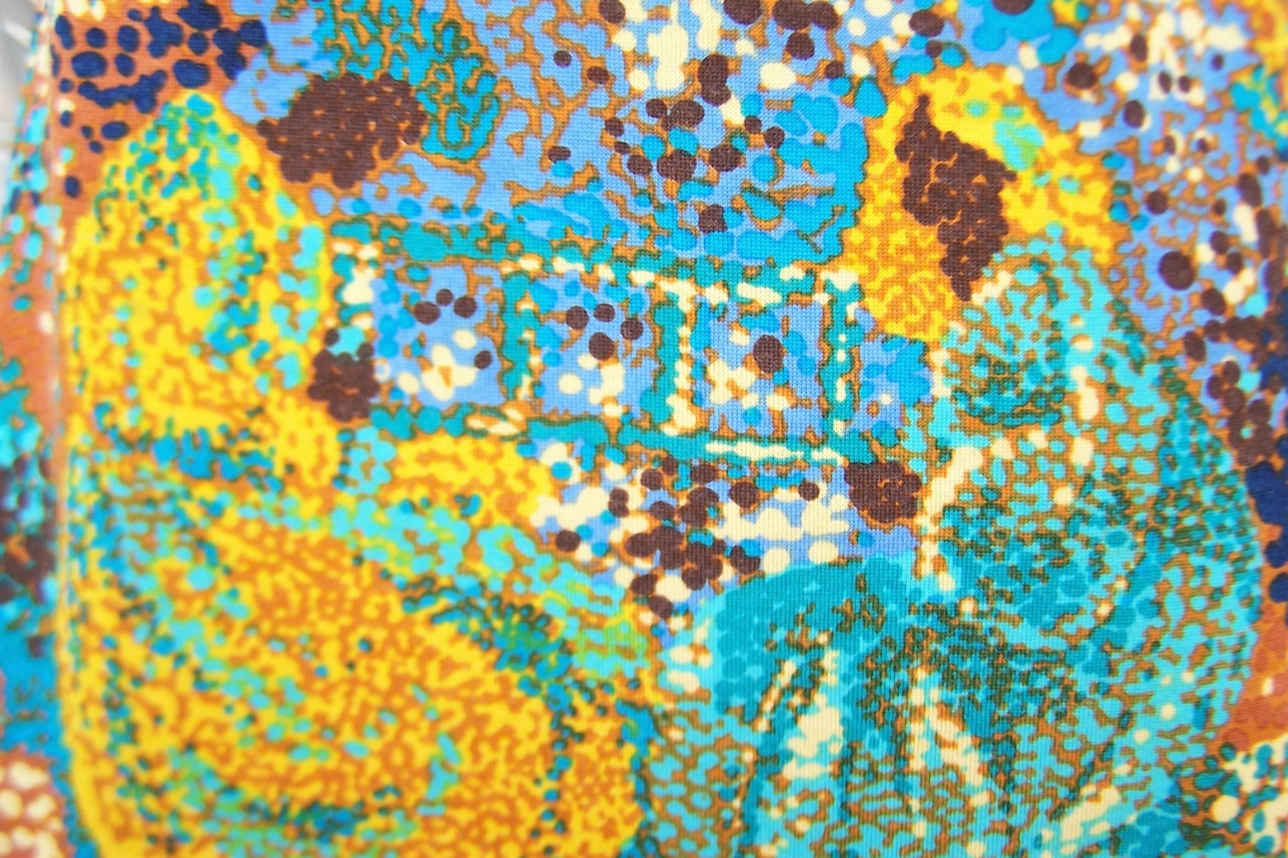 Abstract Impressionist 1970's Goldworm Italian Wool Knit Maxi Dress 5