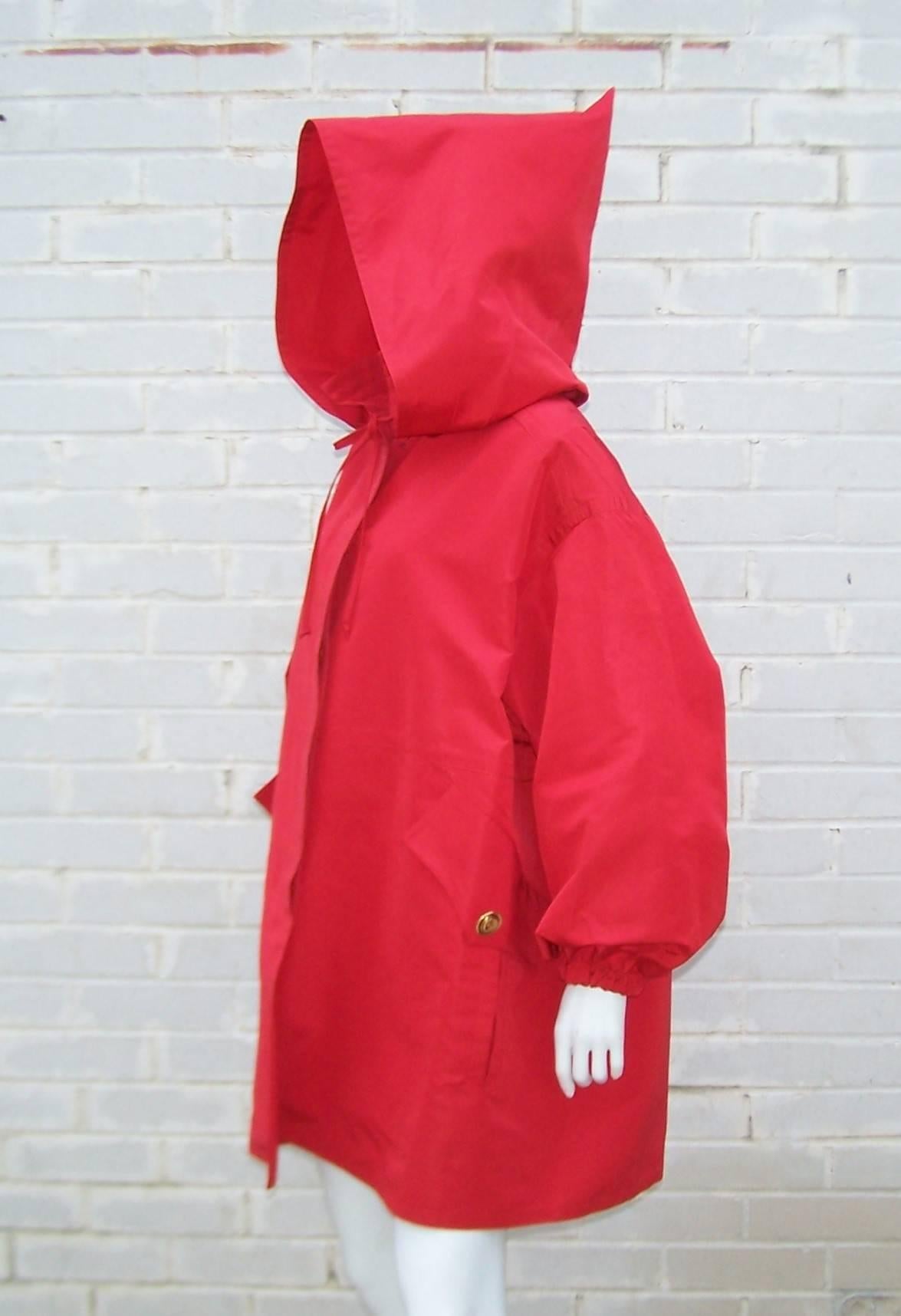 So if Little Red Riding Hood met up with Christian LaCroix then she could have bedazzled the Big Bad Wolf with this fabulous silk faille jacket.  True to Mr. LaCroix's style, this wind breaker style jacket has glamorous design details including