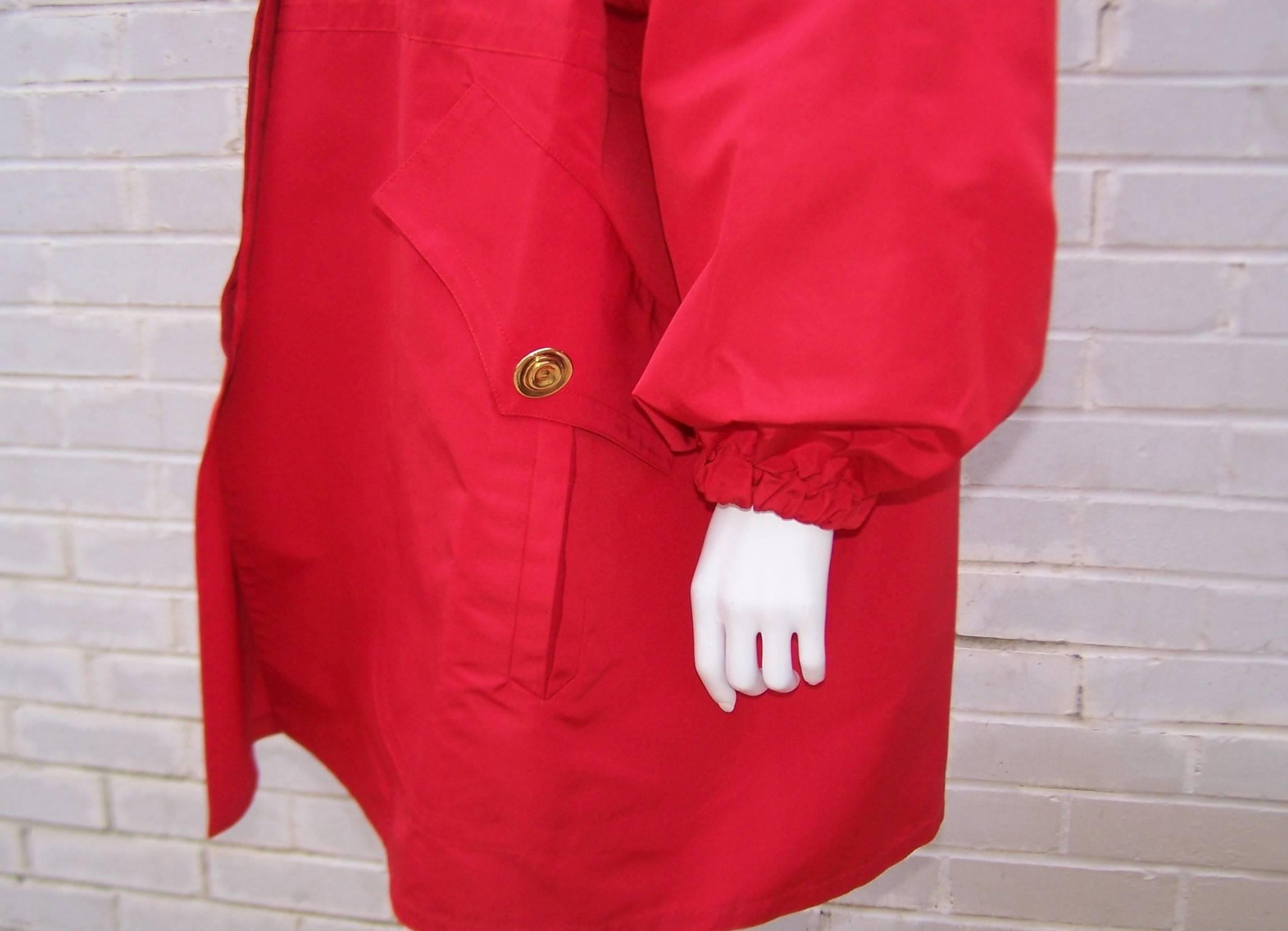 Glam C.1990 Christian LaCroix Red Silk Faille Wind Breaker Jacket 1