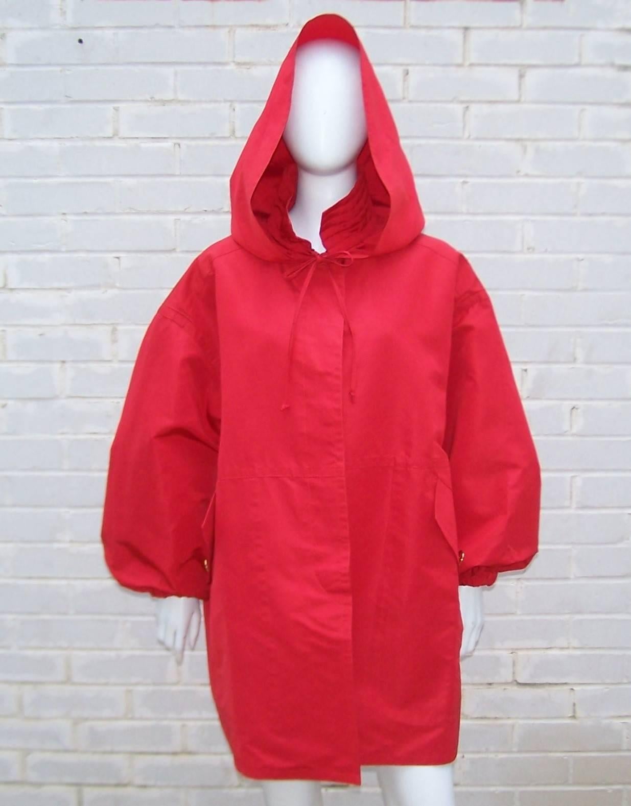 Glam C.1990 Christian LaCroix Red Silk Faille Wind Breaker Jacket 2