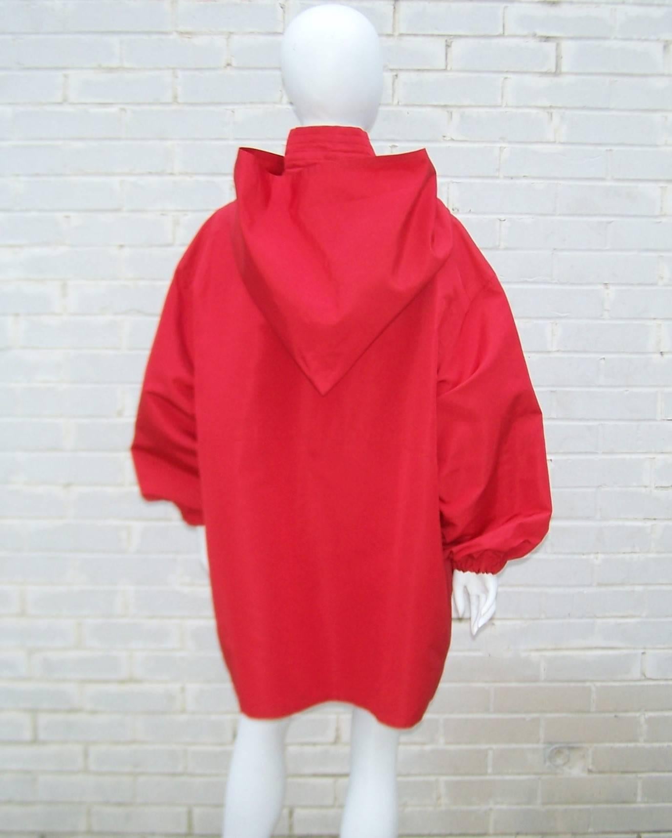 Glam C.1990 Christian LaCroix Red Silk Faille Wind Breaker Jacket 4