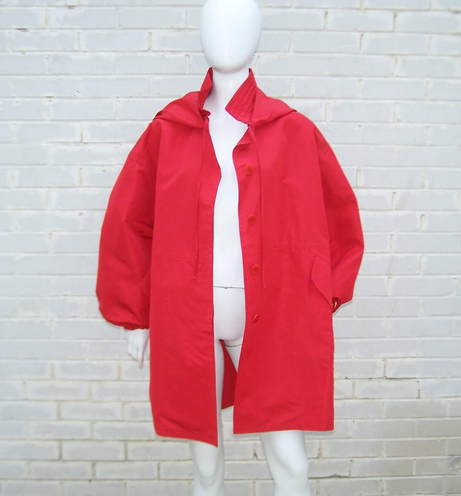 Glam C.1990 Christian LaCroix Red Silk Faille Wind Breaker Jacket 5