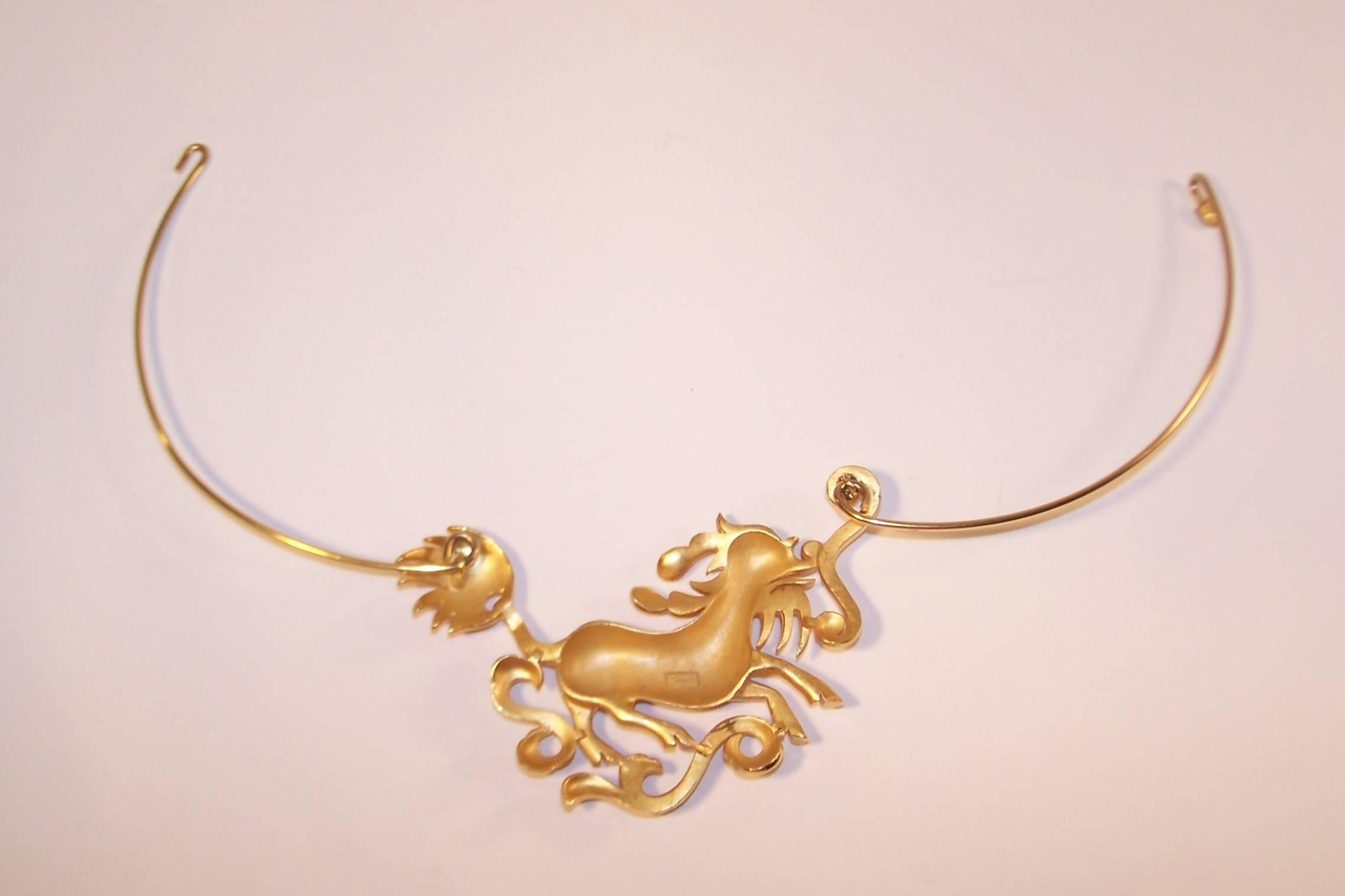 Exotic C.1970 Crown Trifari Dragon Foo Dog Collar Necklace 2
