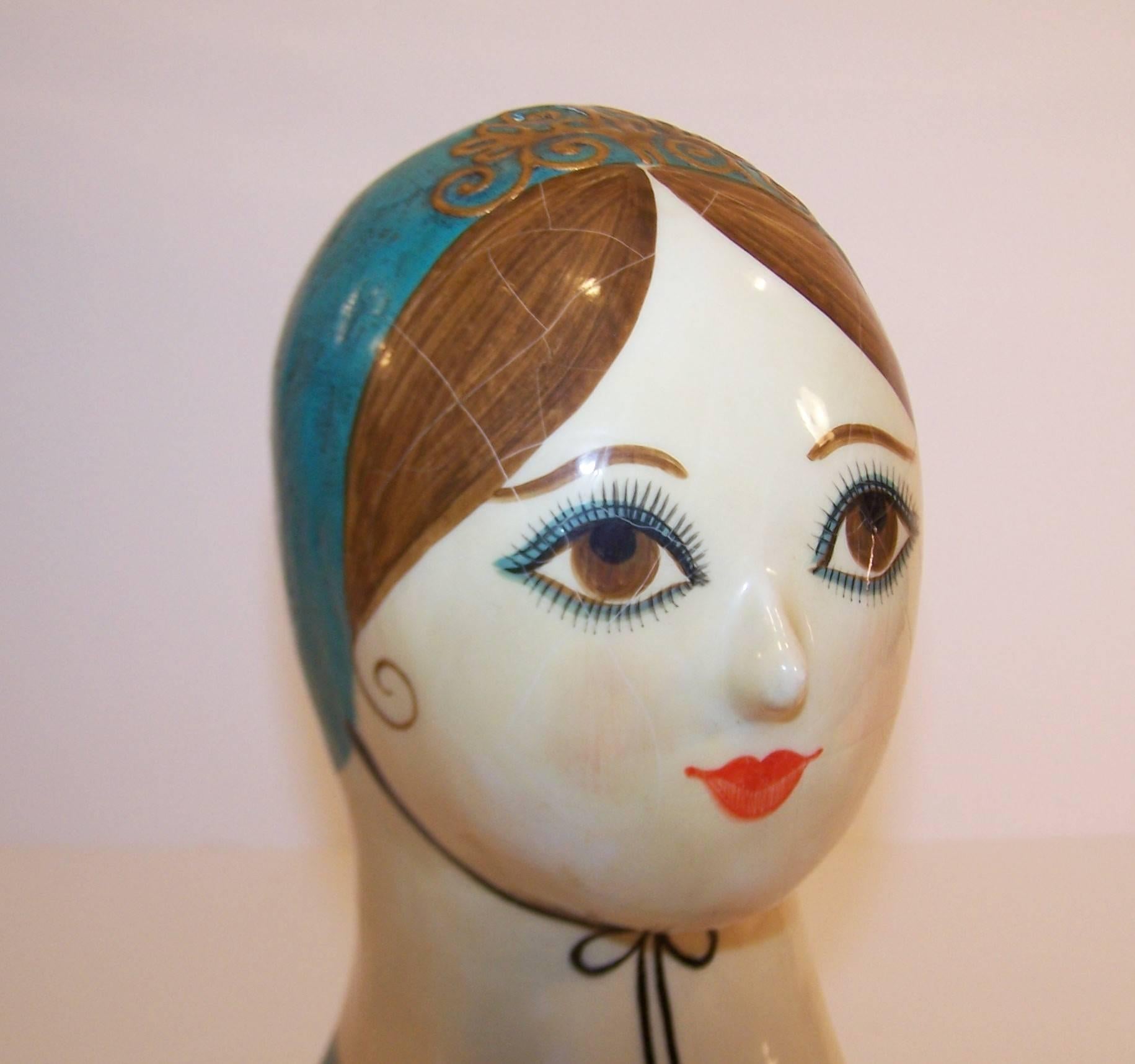 Whimsical C.1960 Gemma Taccogna Papier Mache Folk Art Head 1