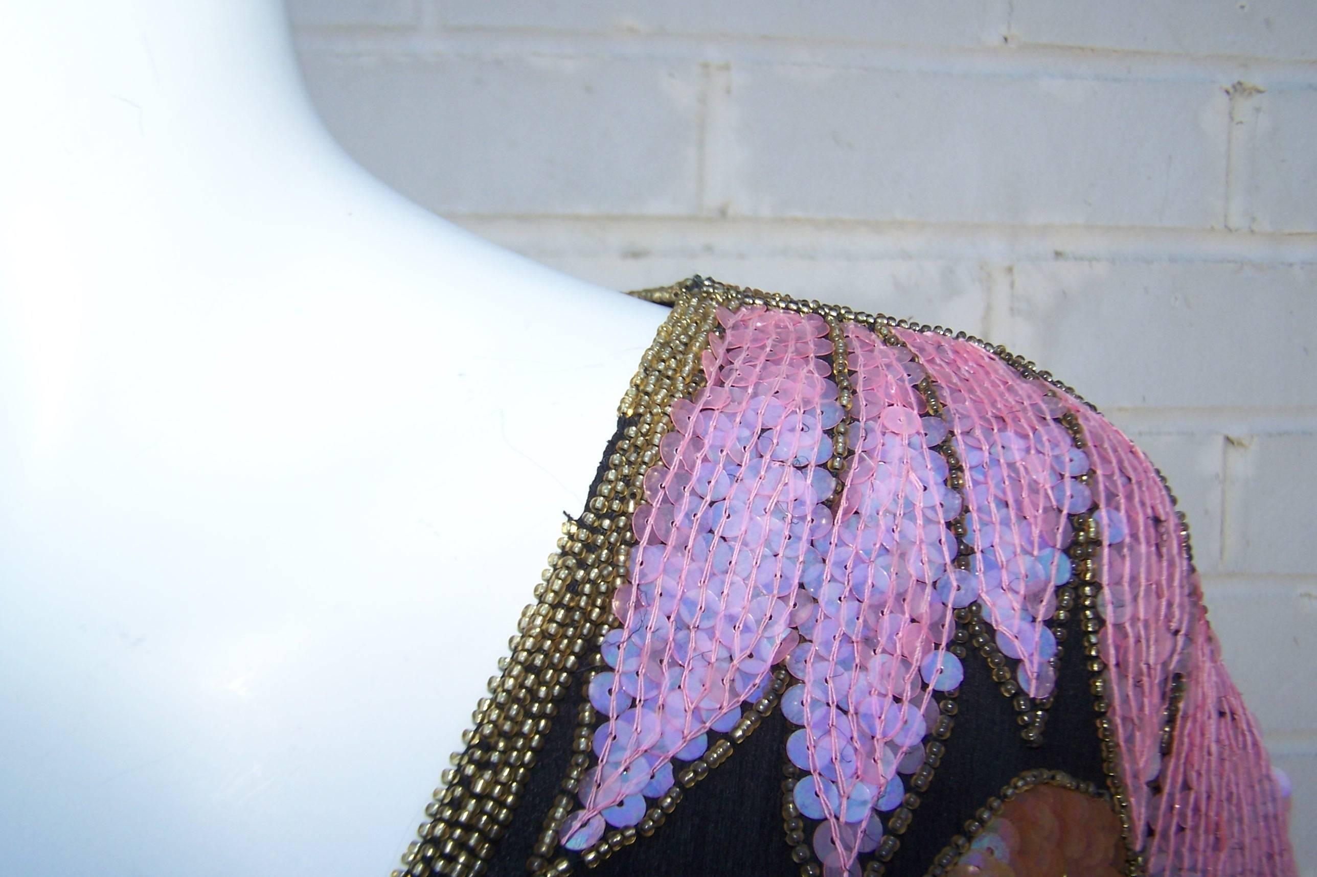 Glam 1970's Saks Fifth Avenue Sequin Disco Butterfly Top 1