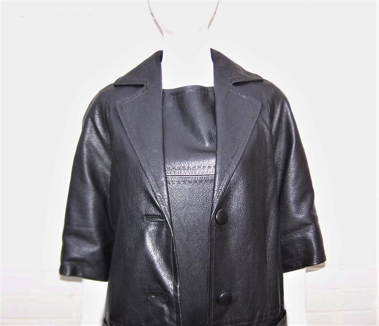 Mod 1960's Black Leather Dress and Jacket For Sale at 1stDibs
