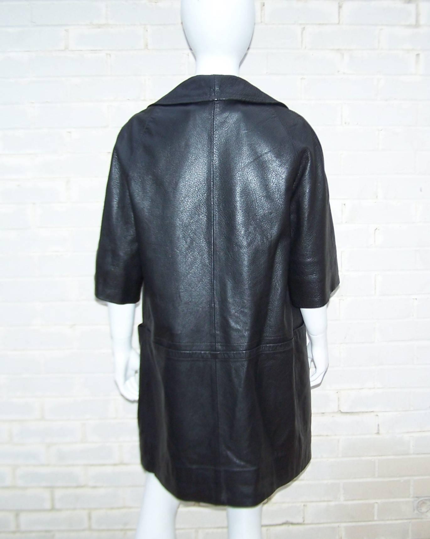 Mod 1960's Black Leather Dress & Jacket 1