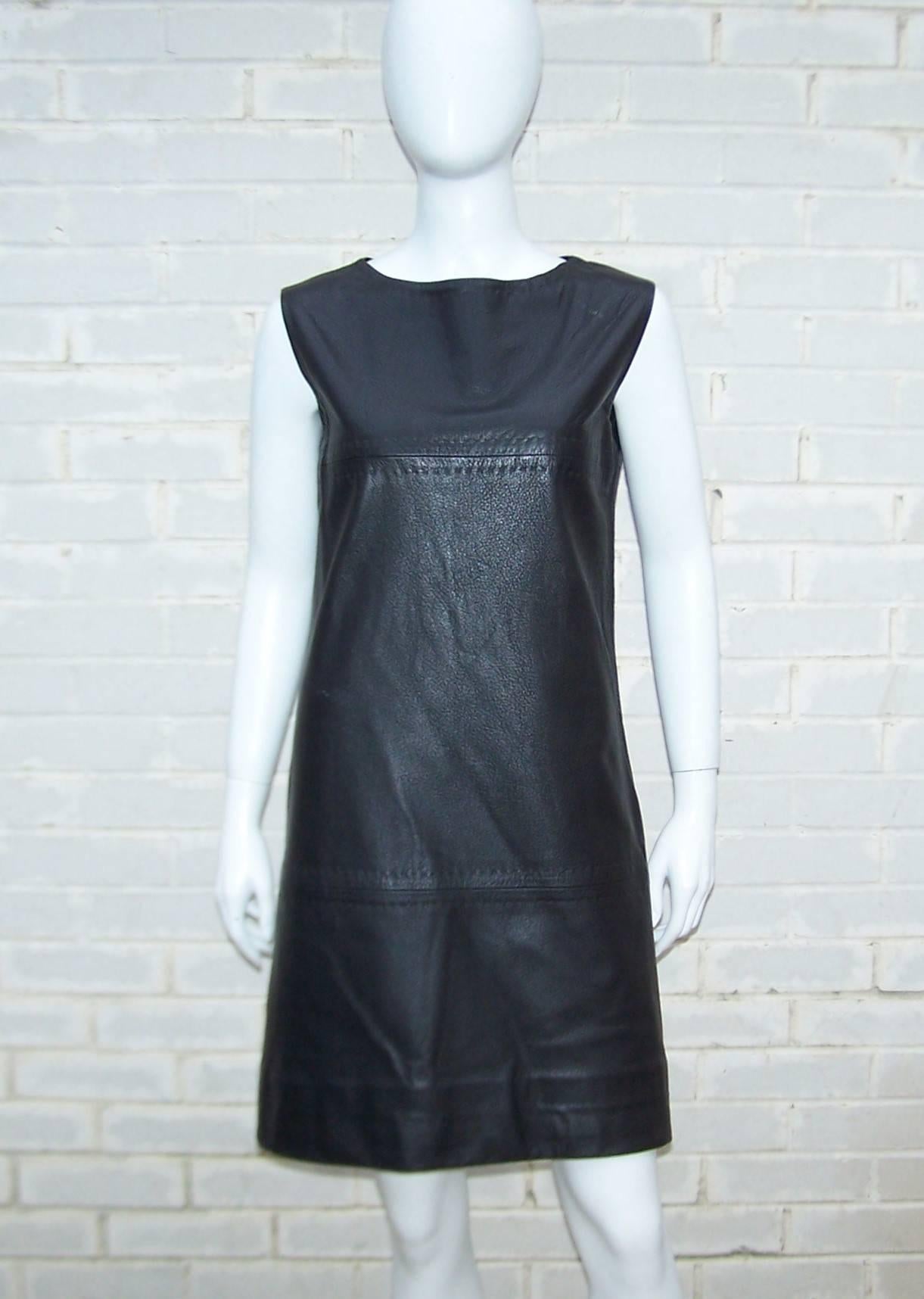 Mod 1960's Black Leather Dress & Jacket 2