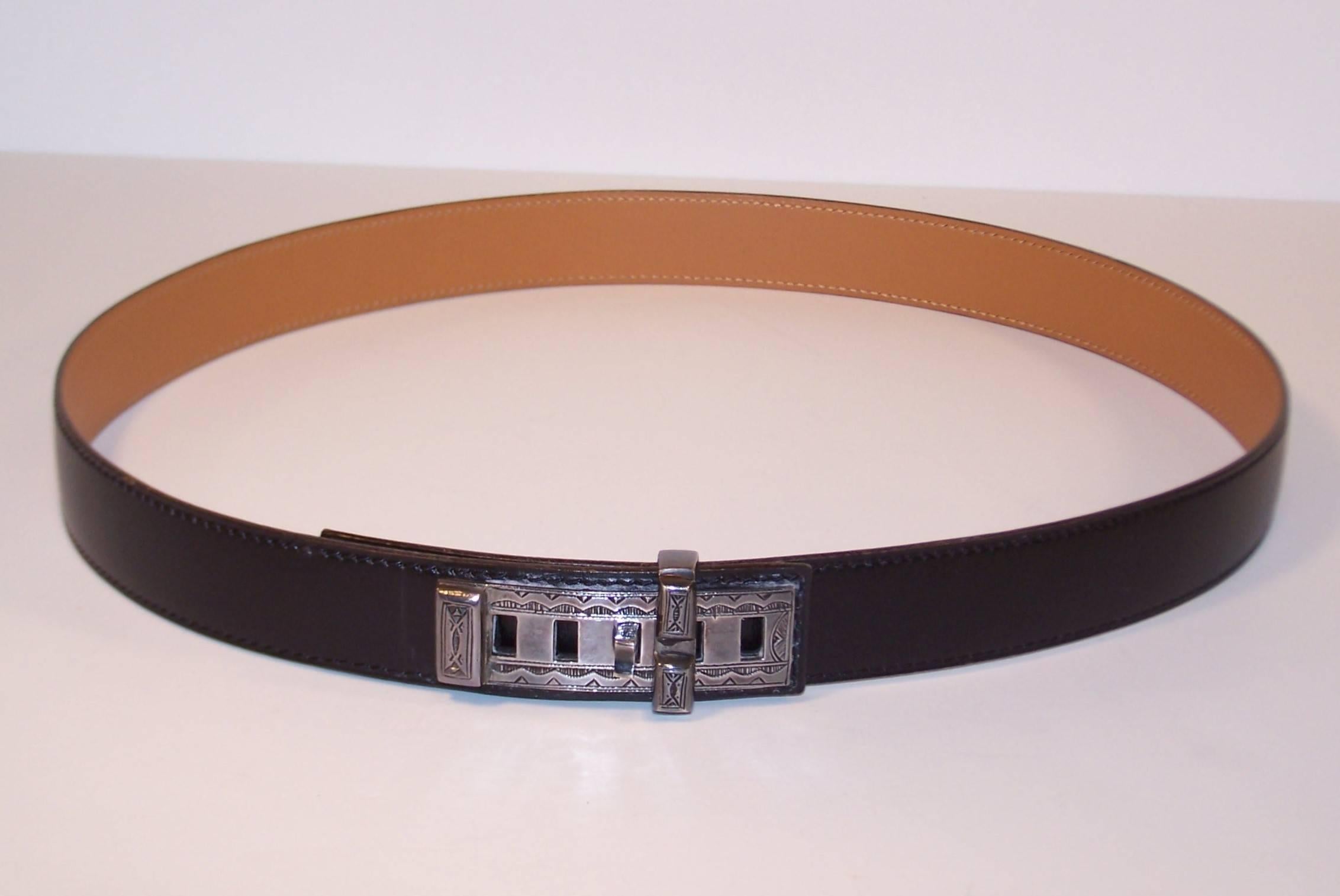 Black 2001 Hermes Sterling Silver Touareg Collier De Chien Belt