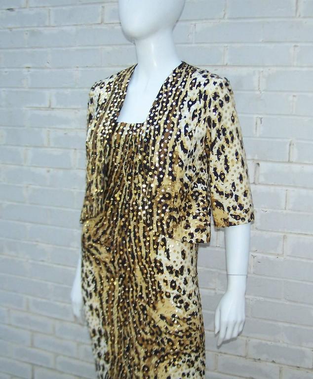 1970's Mollie Parnis Animal Print Sequin Strapless Dress and Jacket For ...