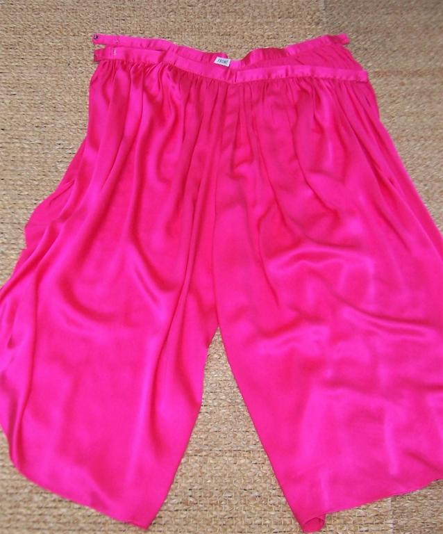 hot pink silk pants