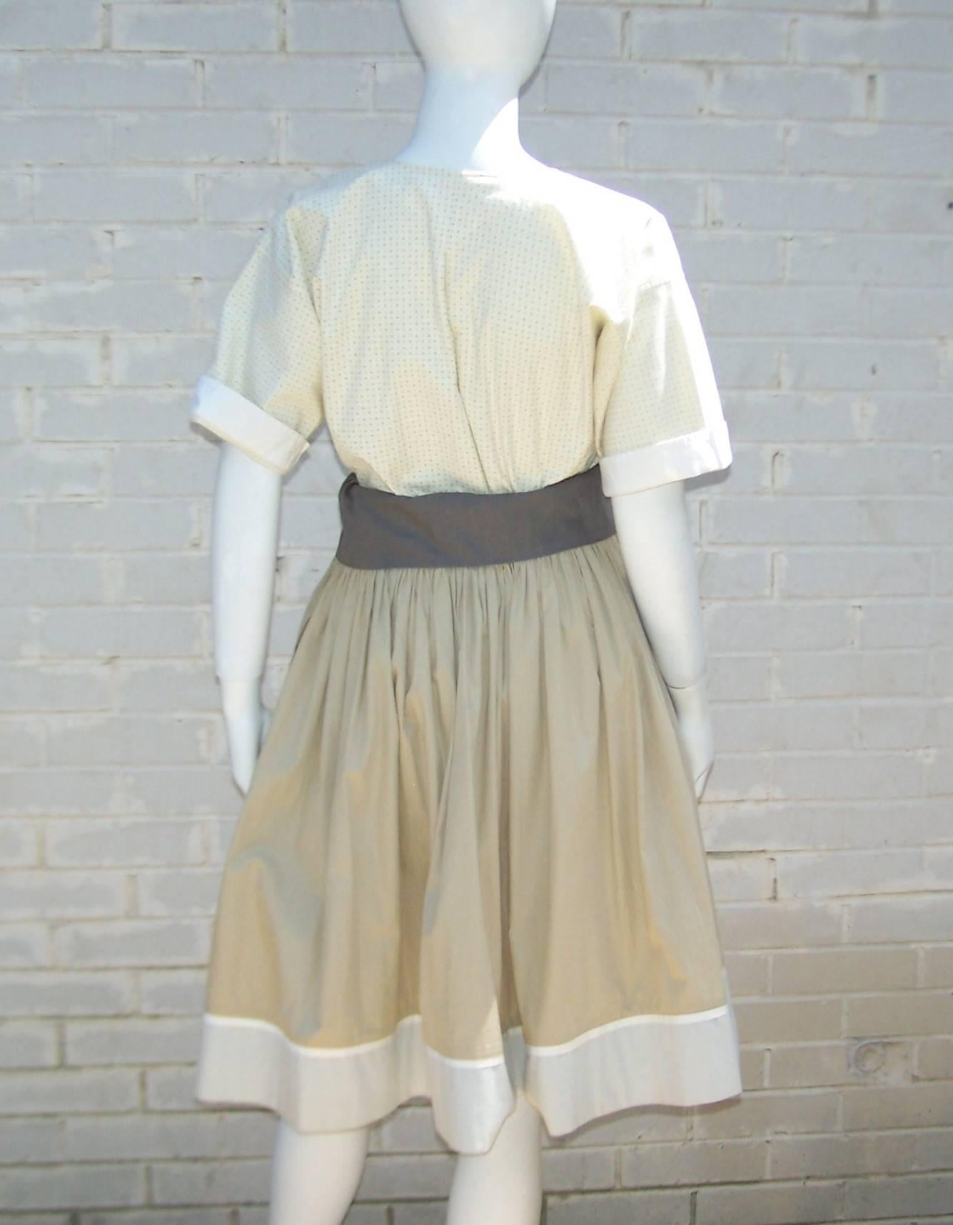 1980's Comfy Cotton Kenzo Two Piece Dress With Paper Bag Waist 1