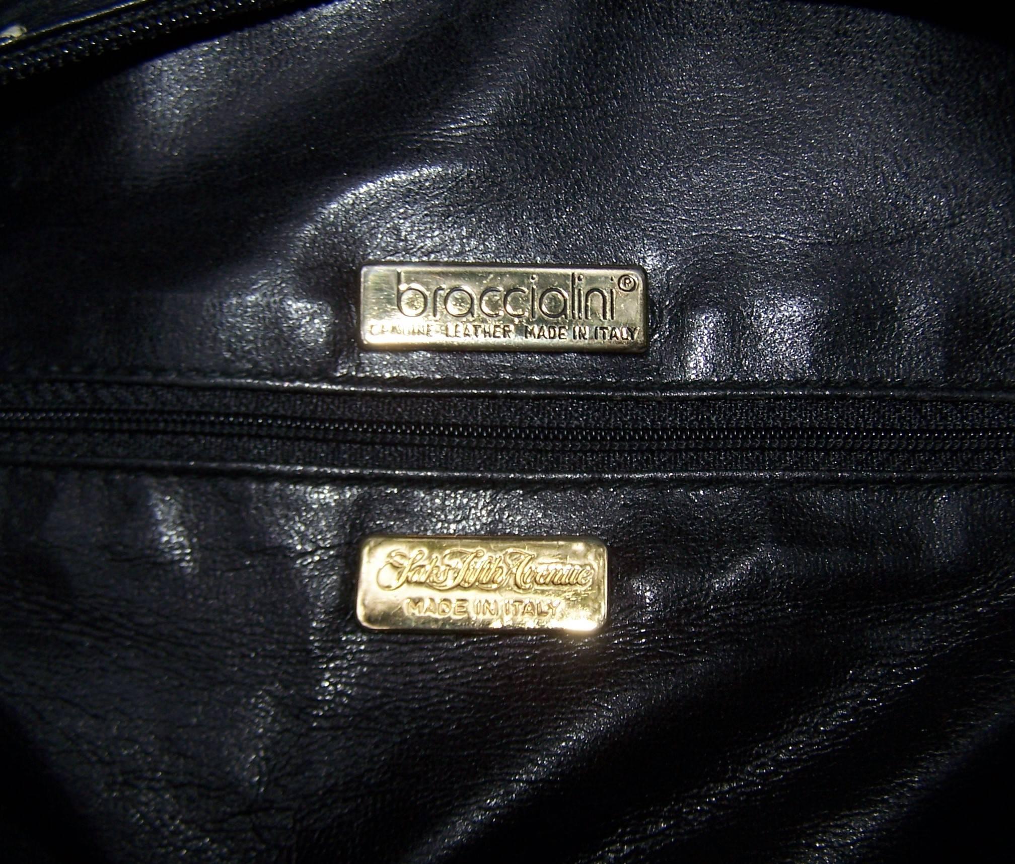 1980's Braccialini Black & White Polka Dot Patent Leather Handbag 6