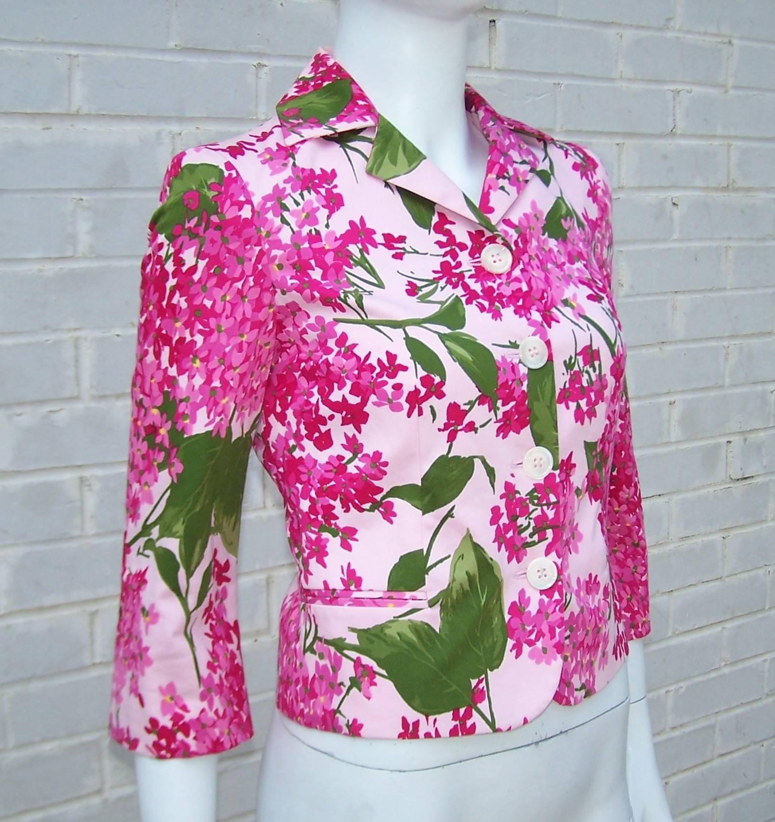 Women's Garden Bouquet 1990's Moschino Cotton Floral Print Jacket
