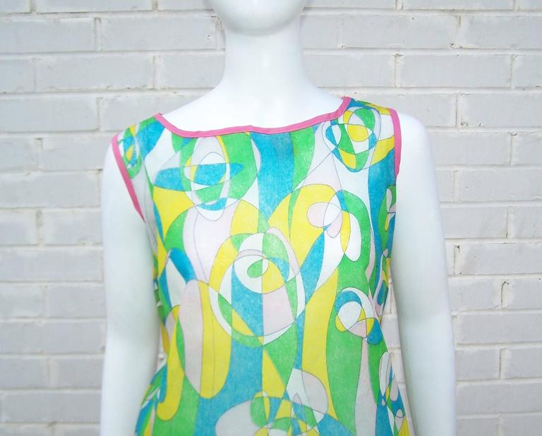 1960's Mod Beau Monde Go Go Blue and Green Paper Dress at 1stDibs ...