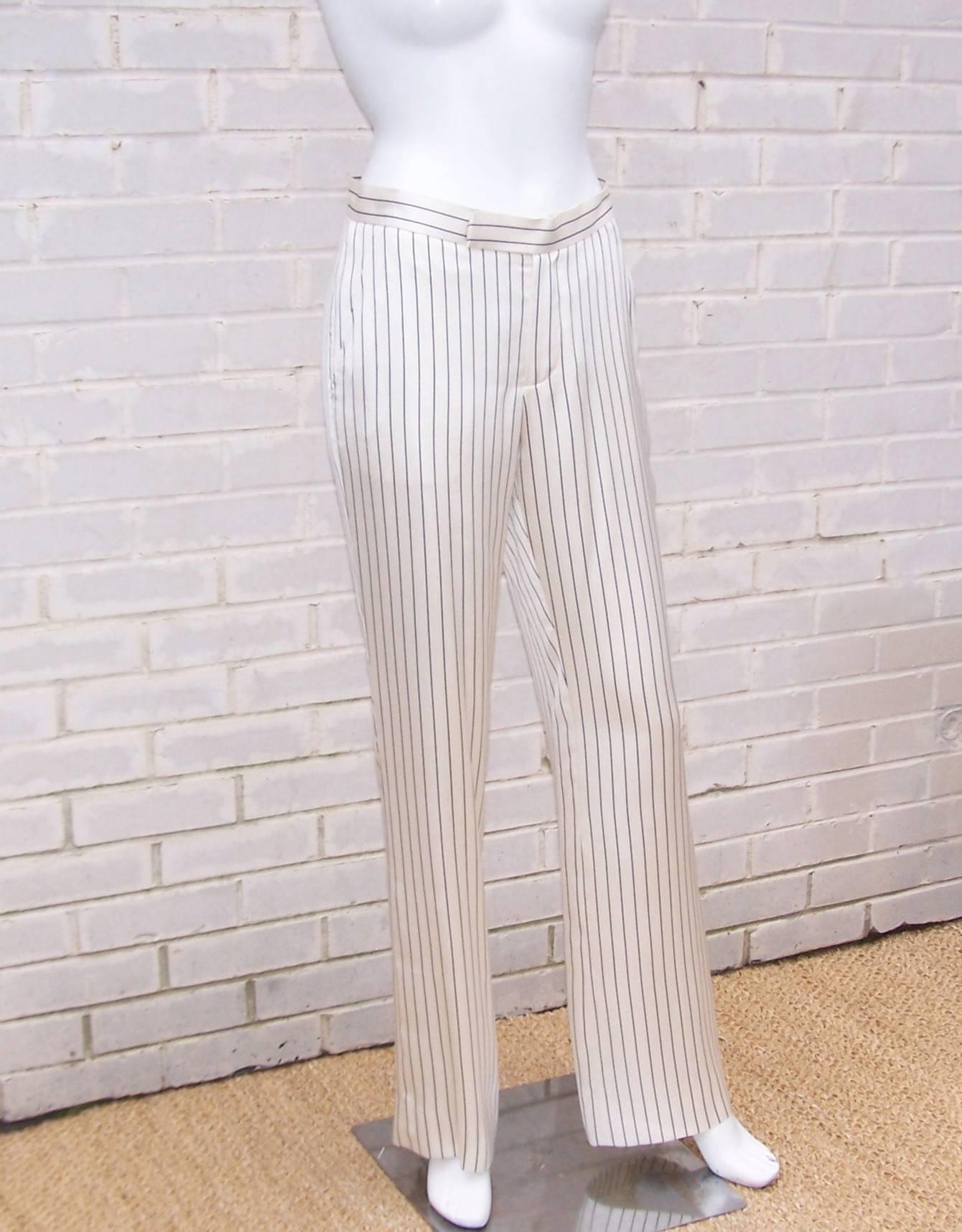 white pinstripe pants