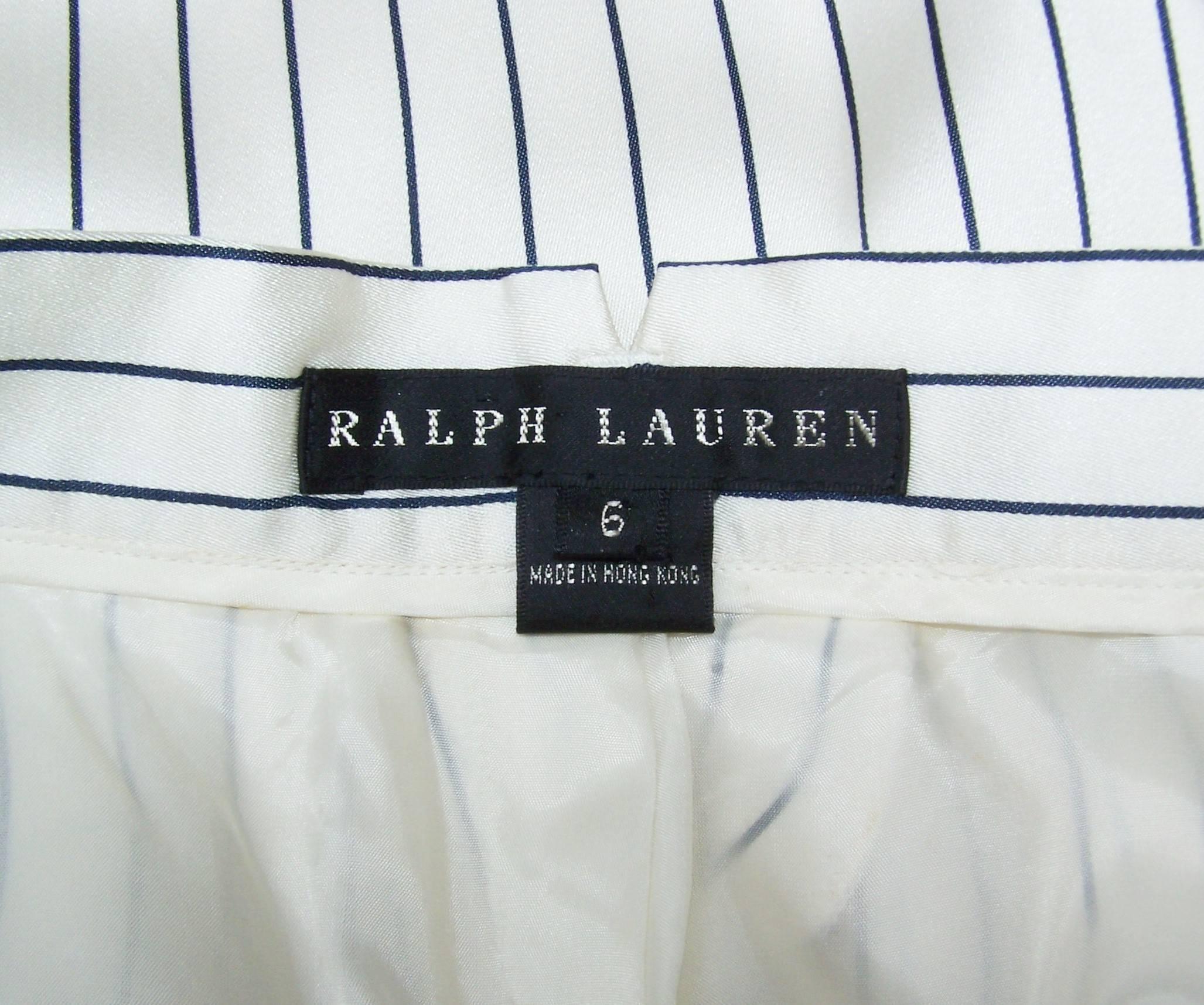 C.1990 Ralph Lauren Menswear Style Blue & White Pinstripe Silk Pants 2