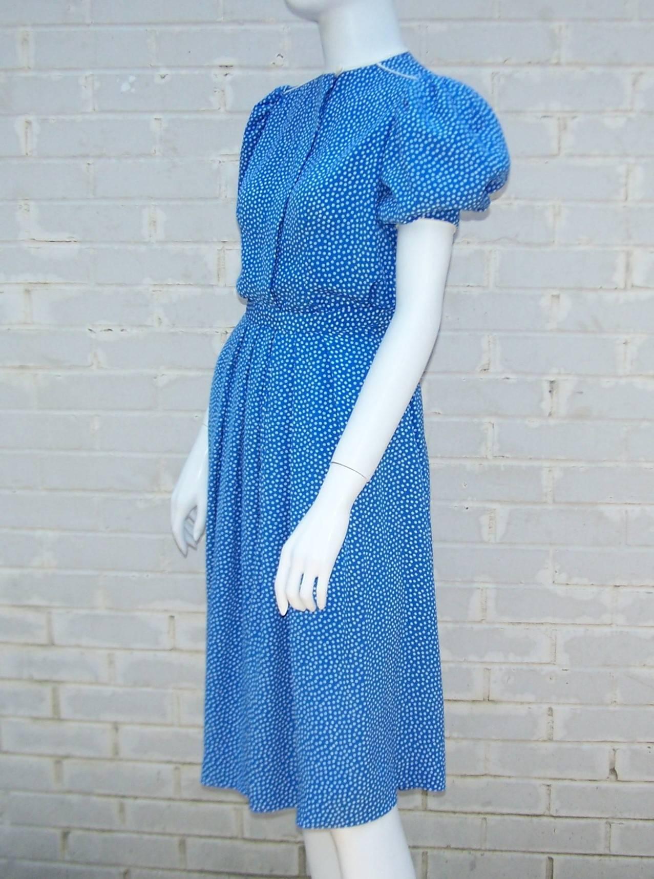 Albert Nipon Silk Polka Dot Two Piece Dress, C.1980 In Good Condition In Atlanta, GA