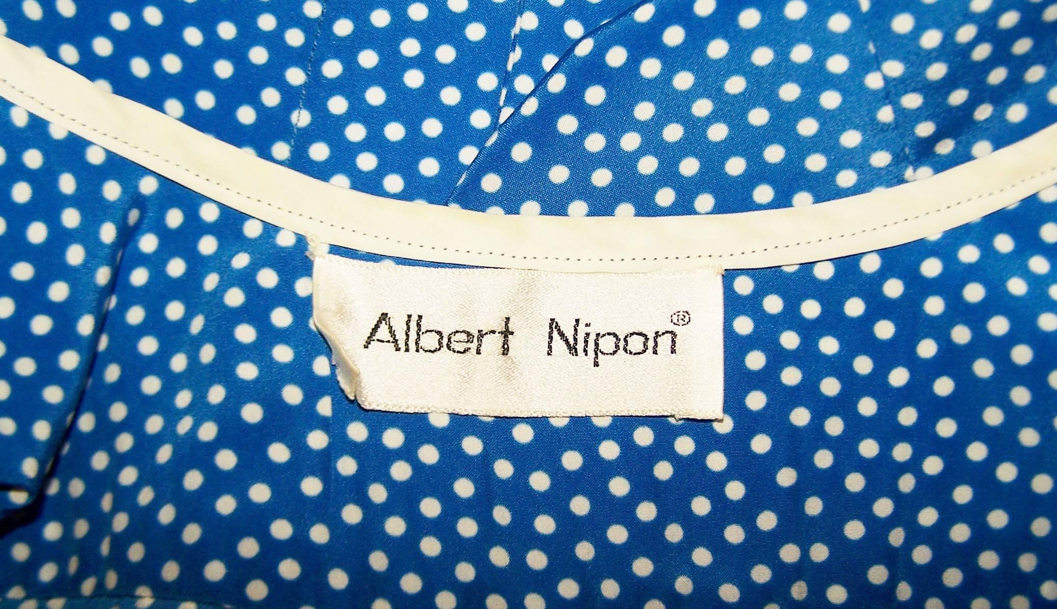 Albert Nipon Silk Polka Dot Two Piece Dress, C.1980 3