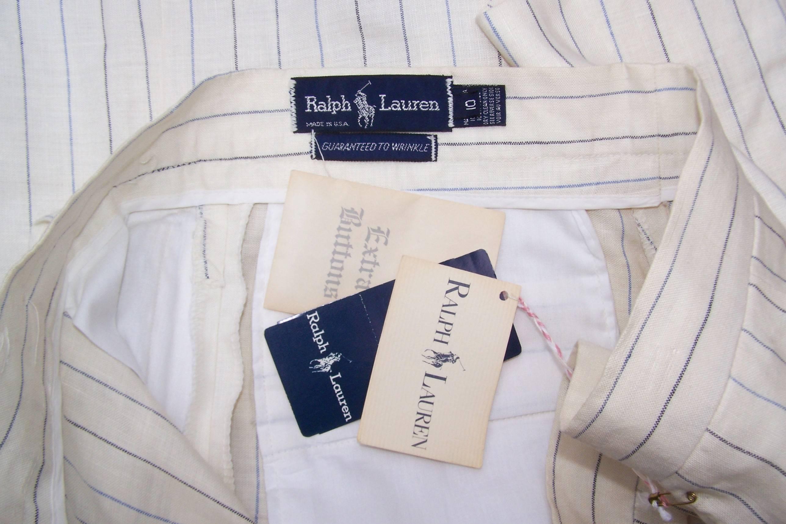 1970's Ralph Lauren Gatsby Style Linen Pinstripe Walking Shorts With Tags 5