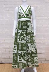 Hawaiian 1970's Liberty House Barkcloth Tiki Cotton Dress