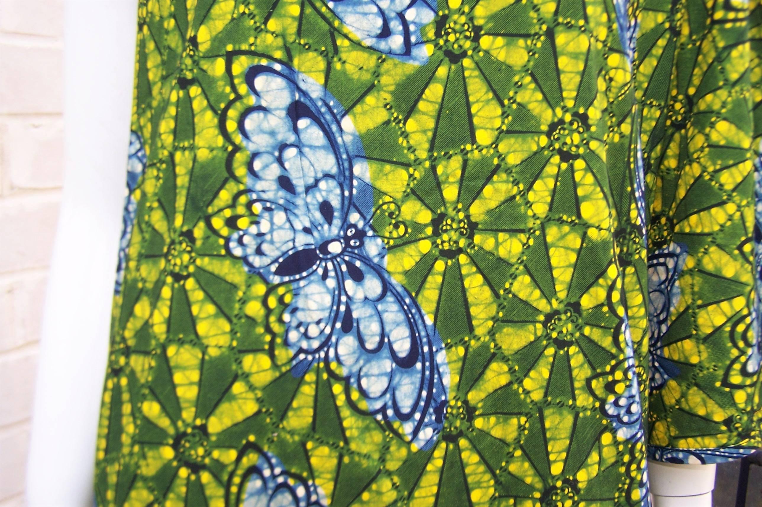 Exotic 1960's Colorful Batik Caftan With Butterfly Motif  4