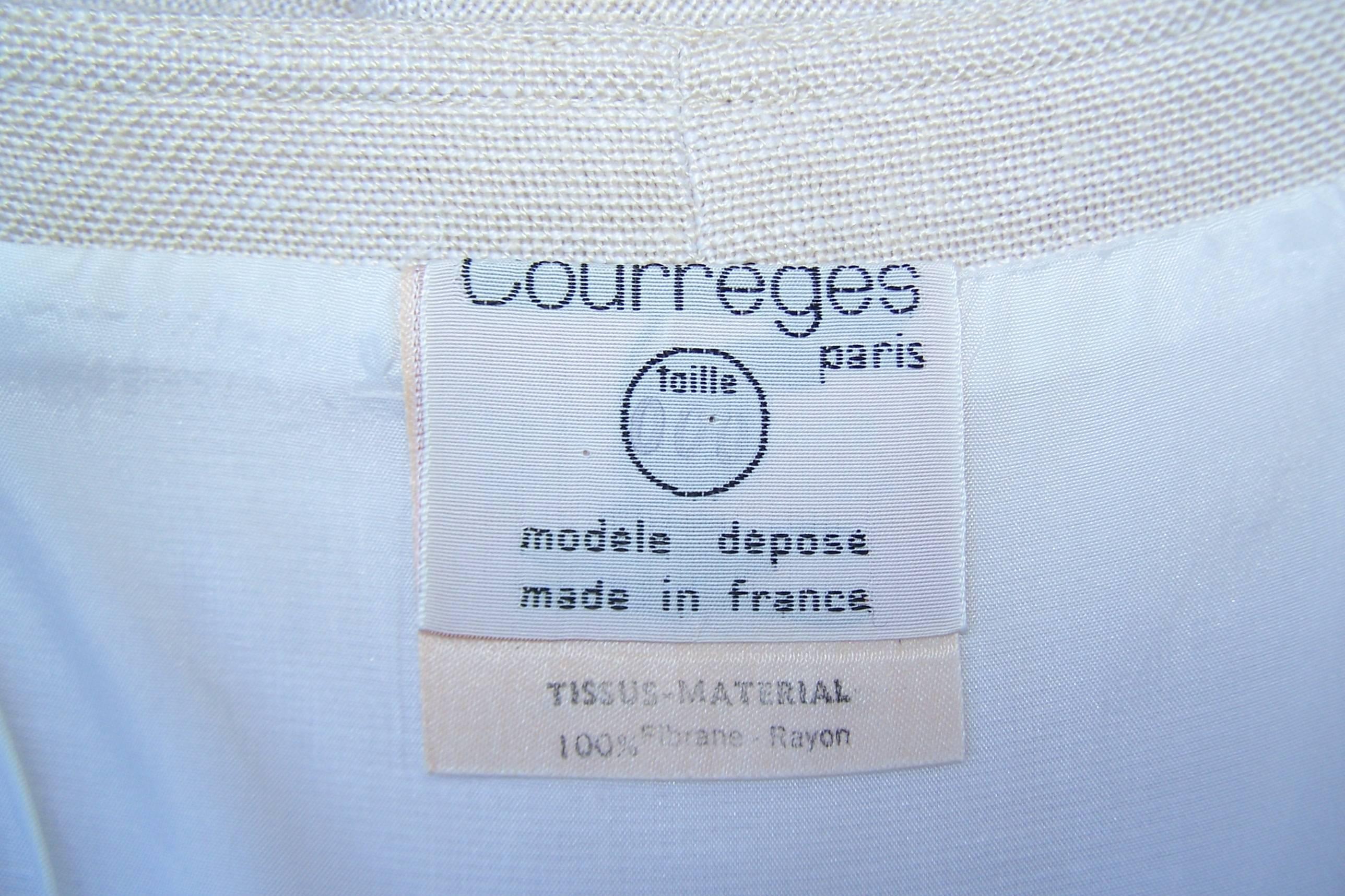 Adorable C.1970 Courreges Linen Style Jumper Dress 5