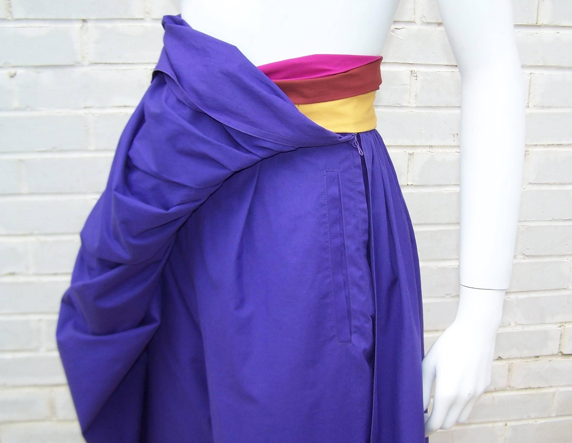 Colorful 1970's Gucci Cotton Culottes With Skirted Overlay 3