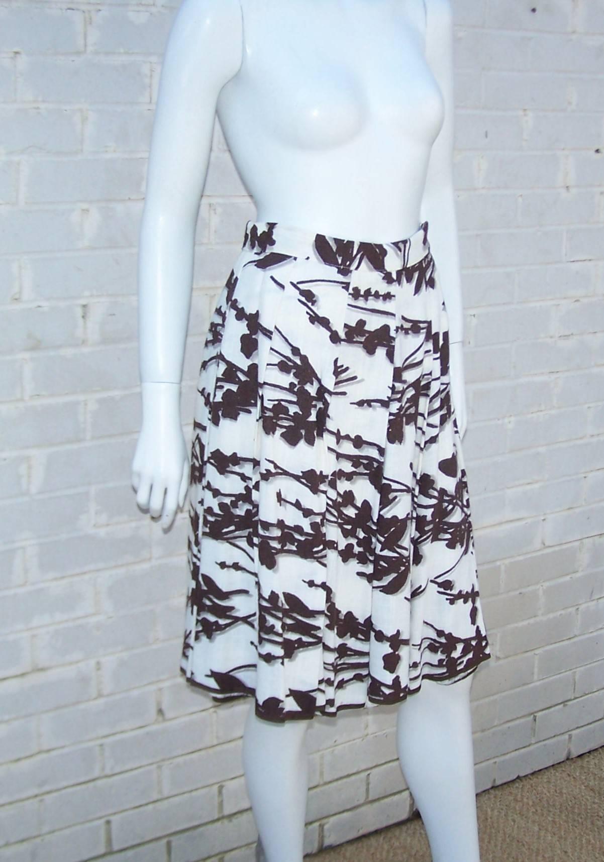 Gray 1990's Prada Linen Look Pleated Skirt
