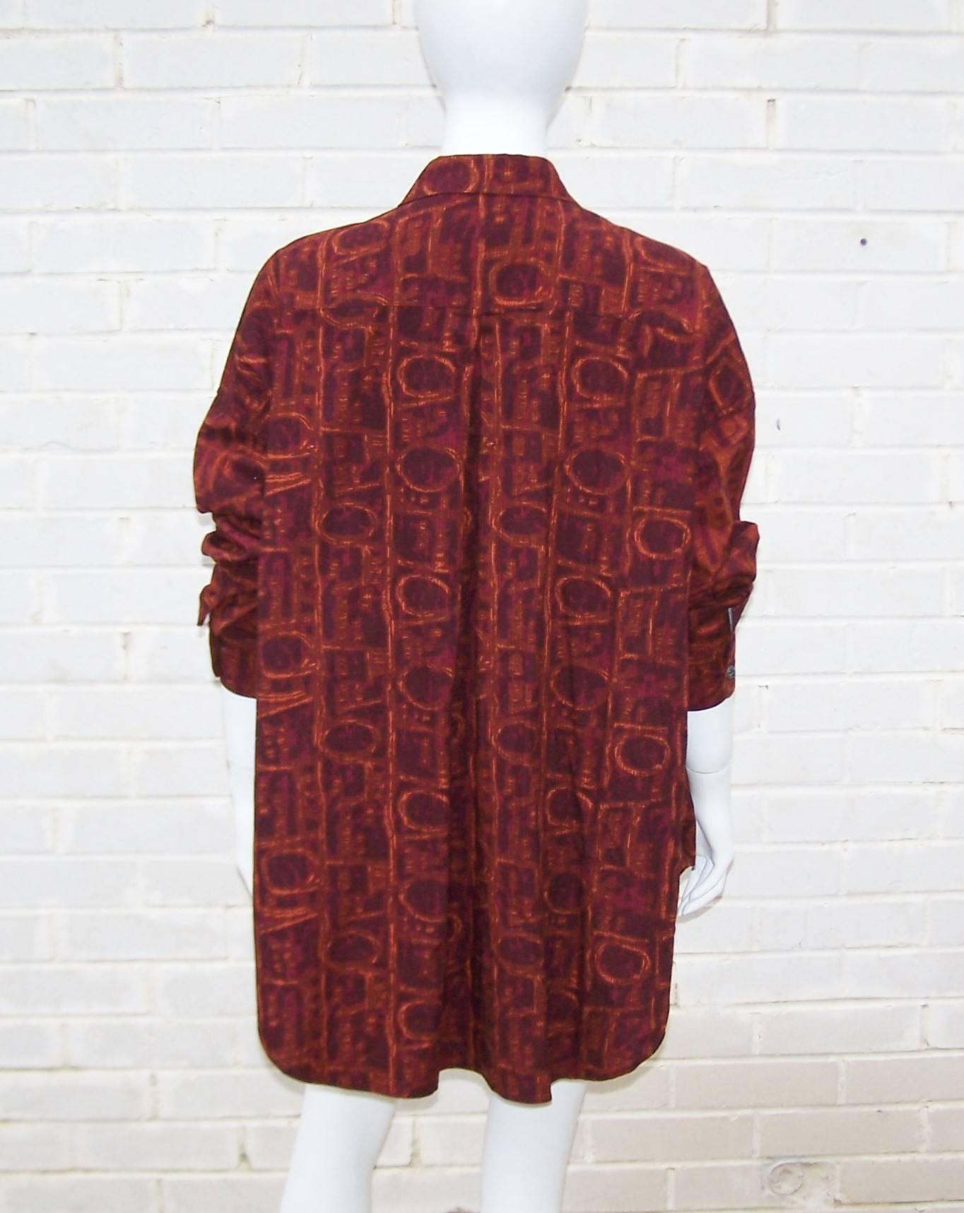 Exotic 1980's Callaghan Italian Cotton Smock Top  3