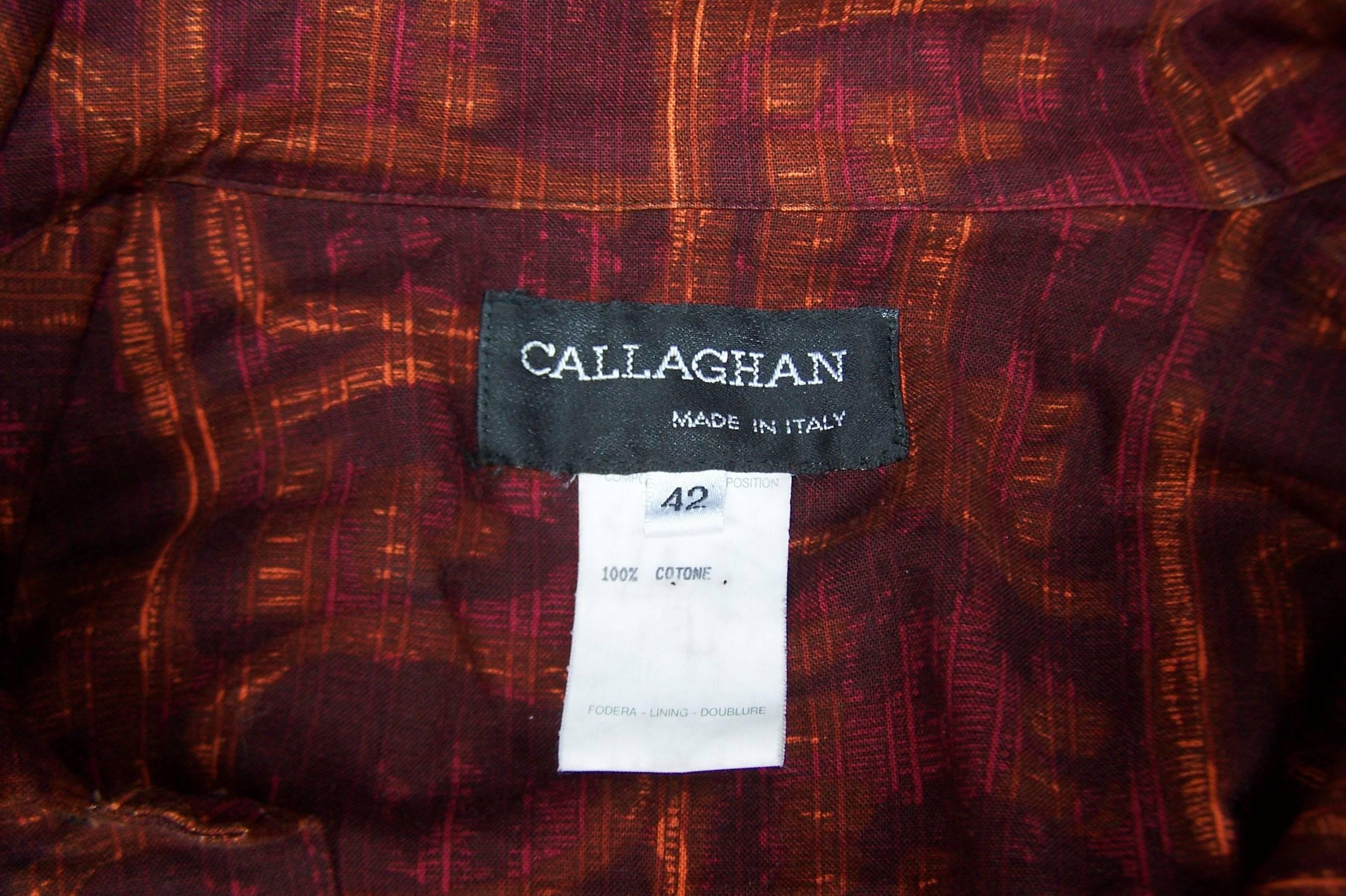 Exotic 1980's Callaghan Italian Cotton Smock Top  5