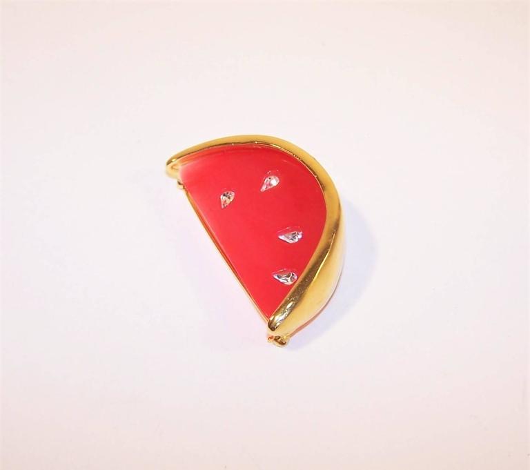 Parure Vintage Cristal Watermelon – Broche Et Boucles D'oreilles – Années 50/60