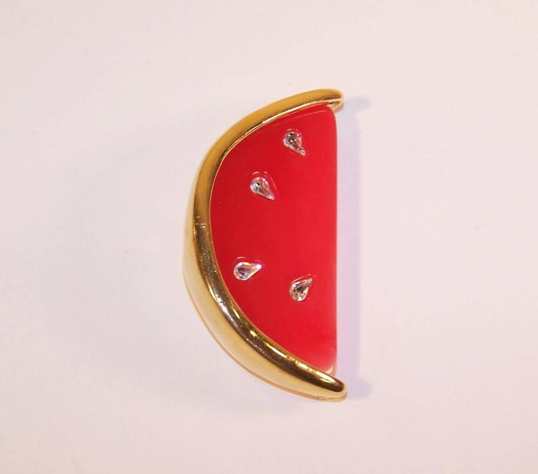 Parure Vintage Cristal Watermelon – Broche Et Boucles D'oreilles – Années 50/60