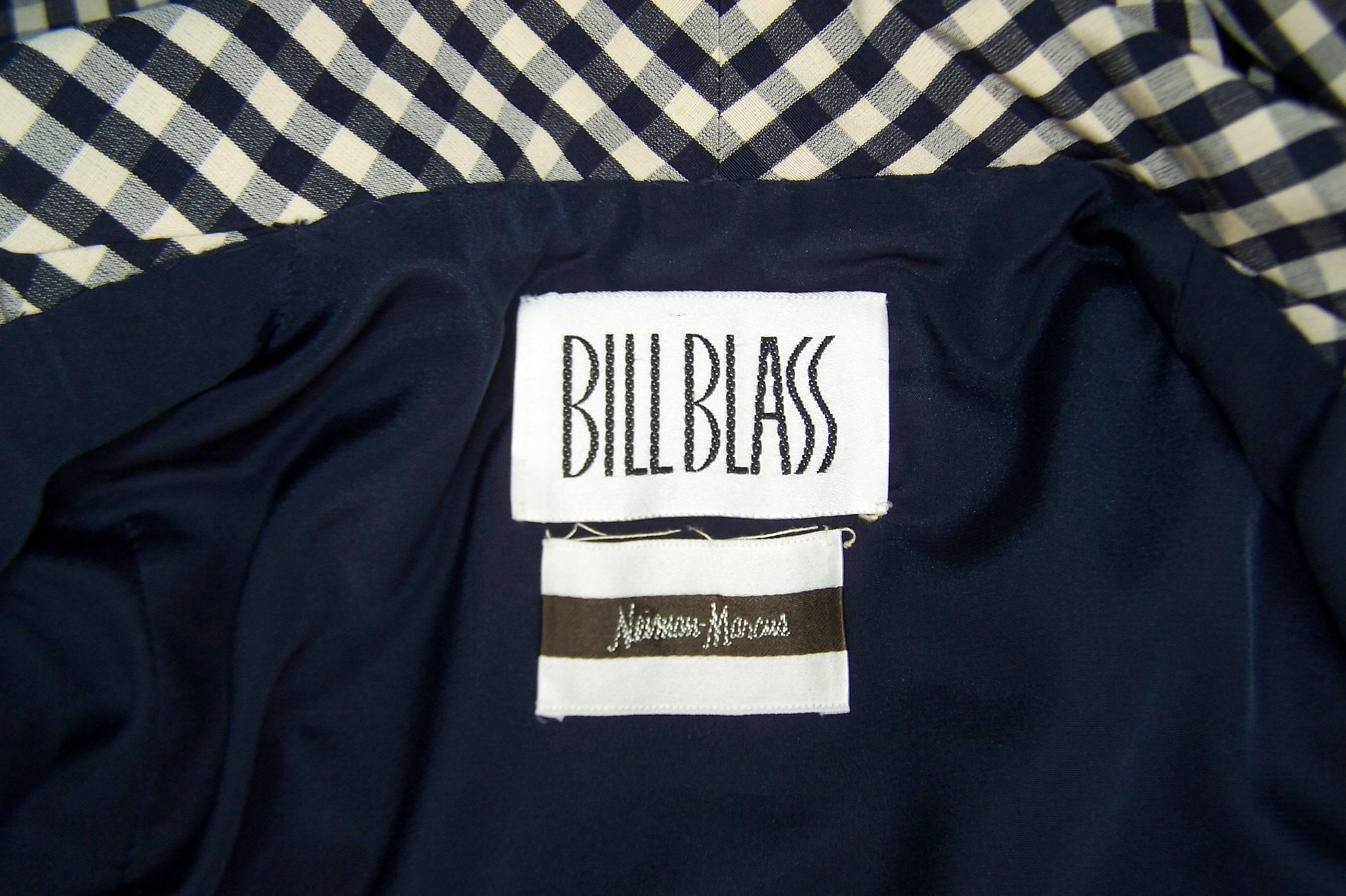 Crisp 1970's Bill Blass Blue & White Gingham Skirt Suit 5