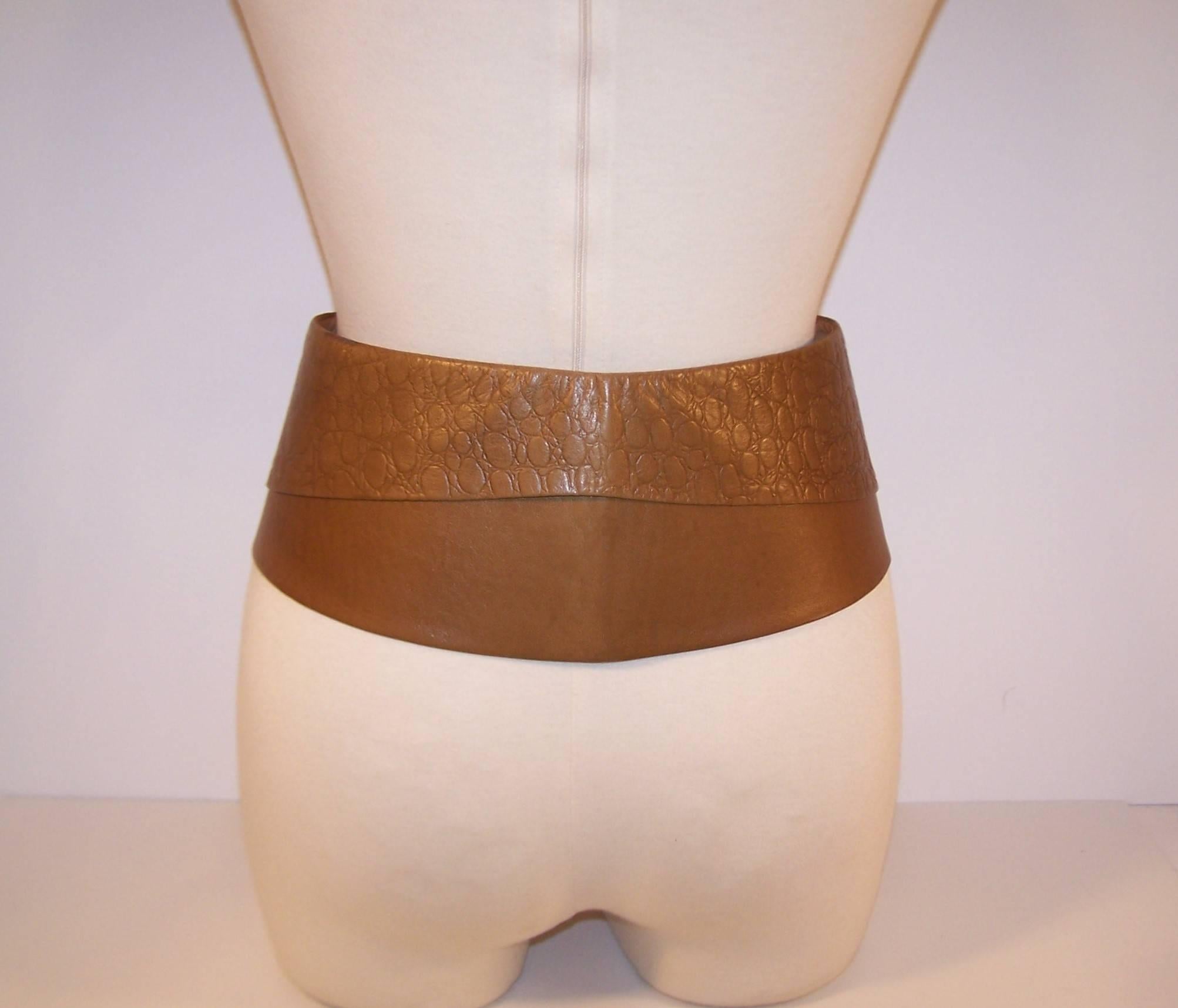 Women's French 1980's Lasso Wide Leather Corset Belt for Neiman Marcus