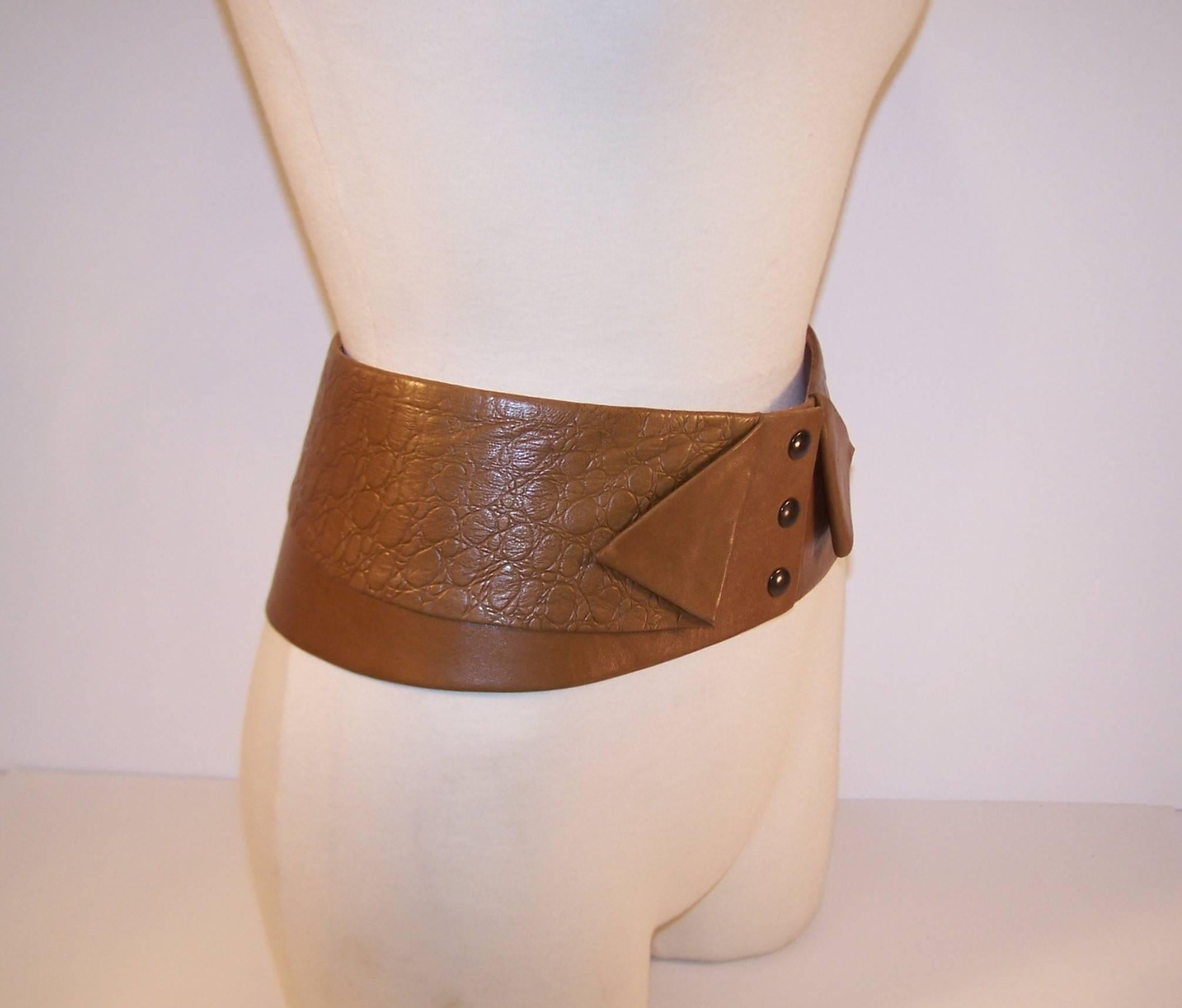 French 1980's Lasso Wide Leather Corset Belt for Neiman Marcus 1