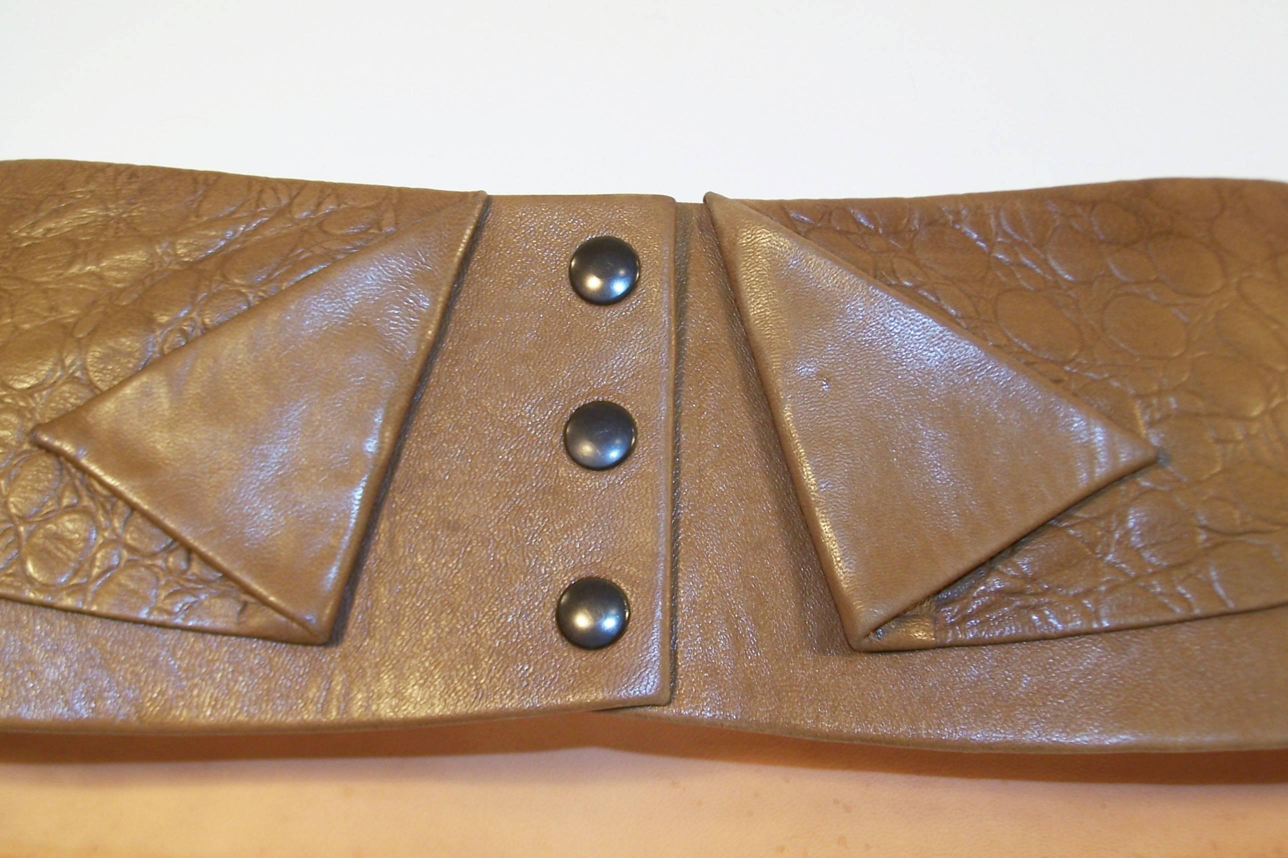 French 1980's Lasso Wide Leather Corset Belt for Neiman Marcus 3